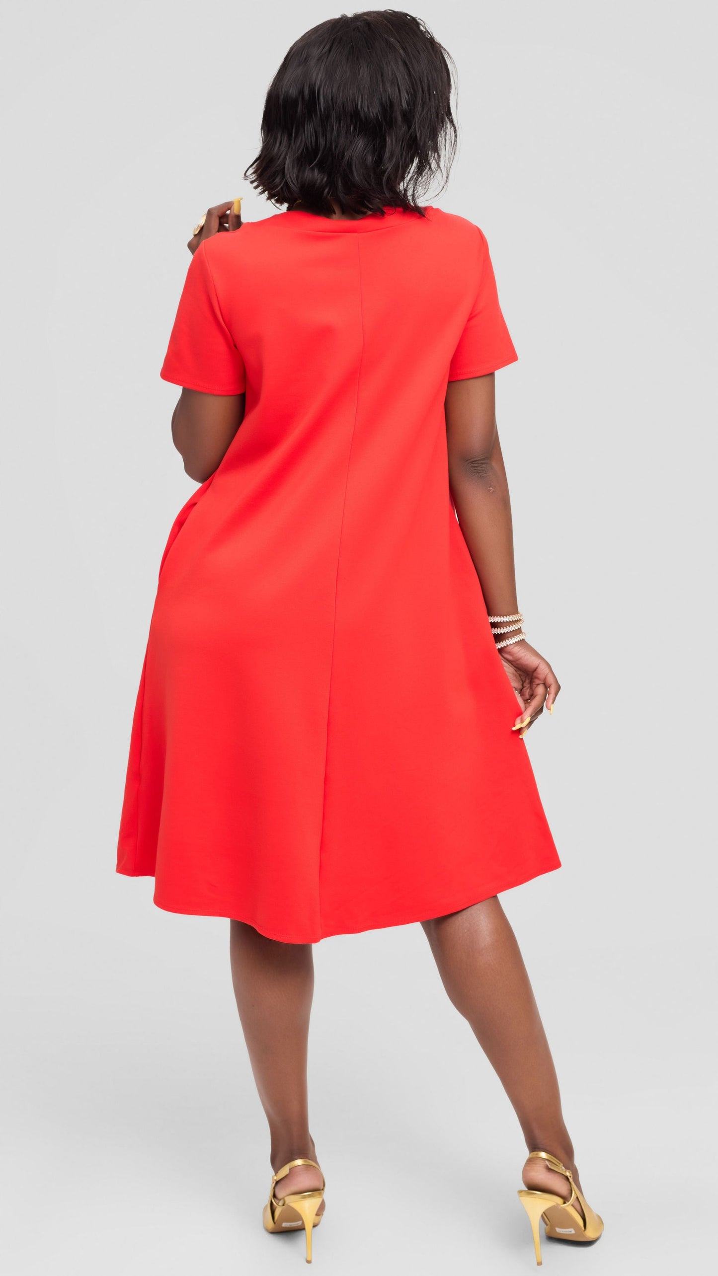 Vivo Jema Short Sleeve Tent Dress in Ponte - Orange