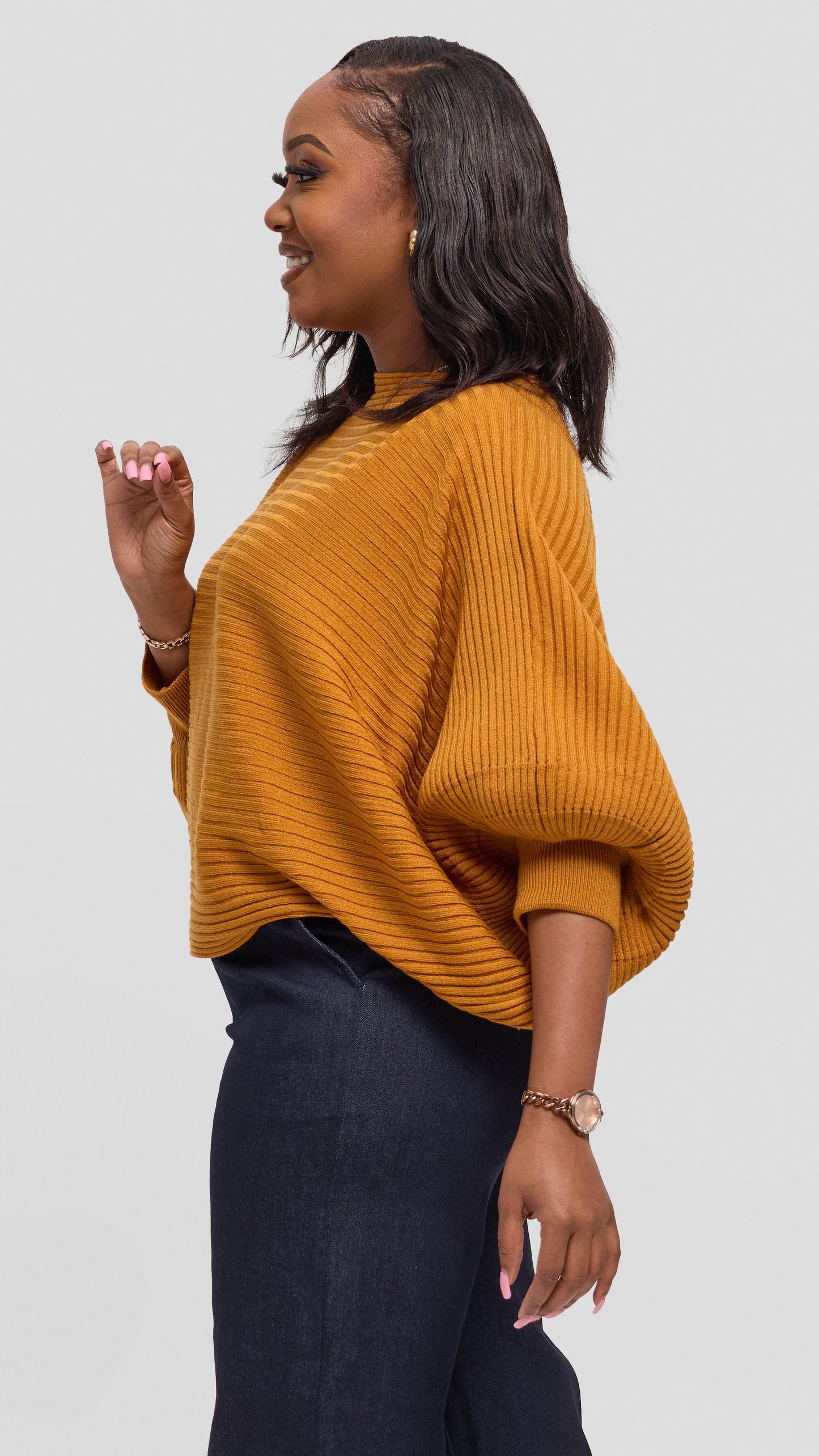 Vivo Balloon Sleeved Sweater - Mustard