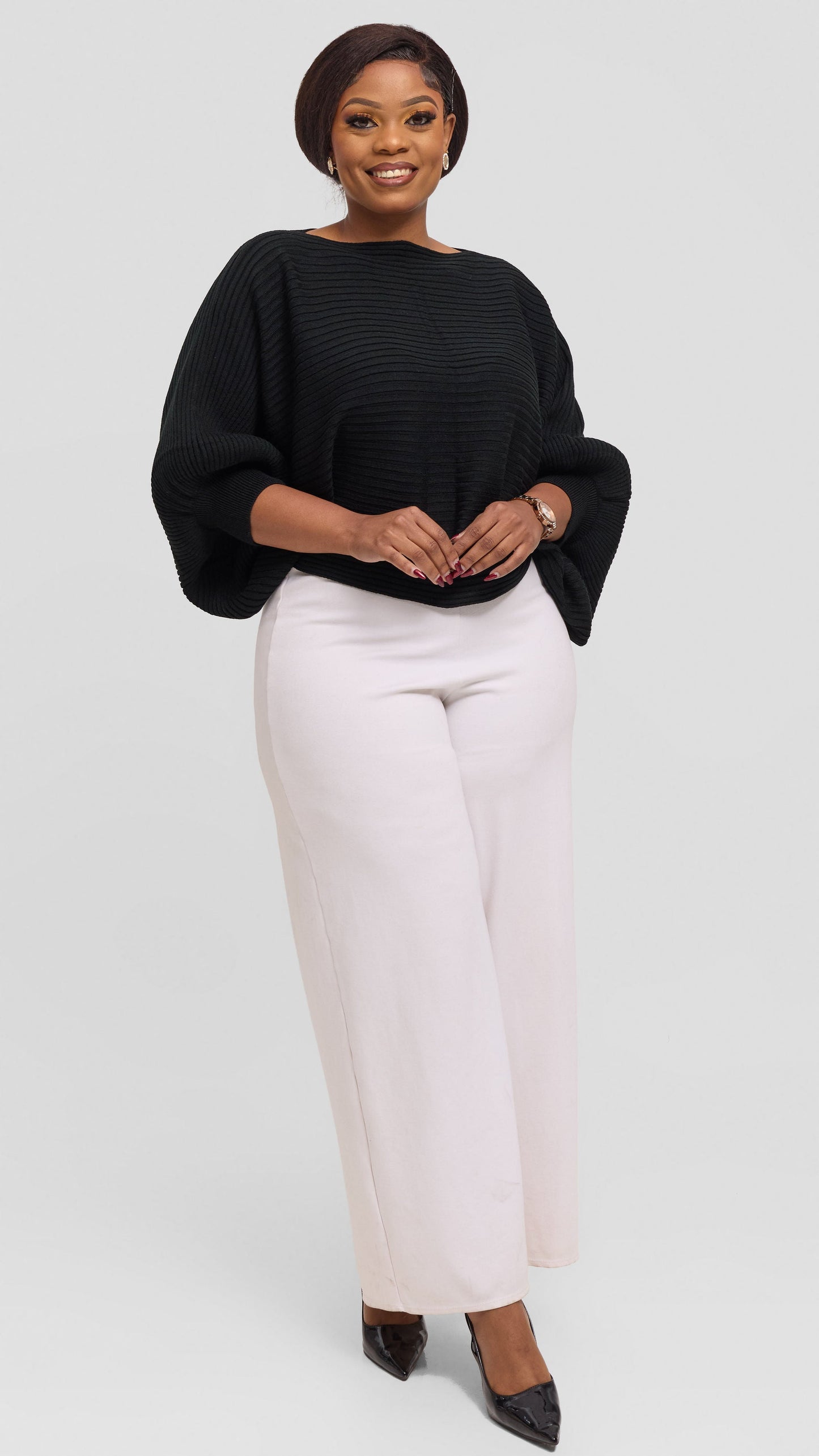 Vivo Balloon Sleeved Sweater - Black