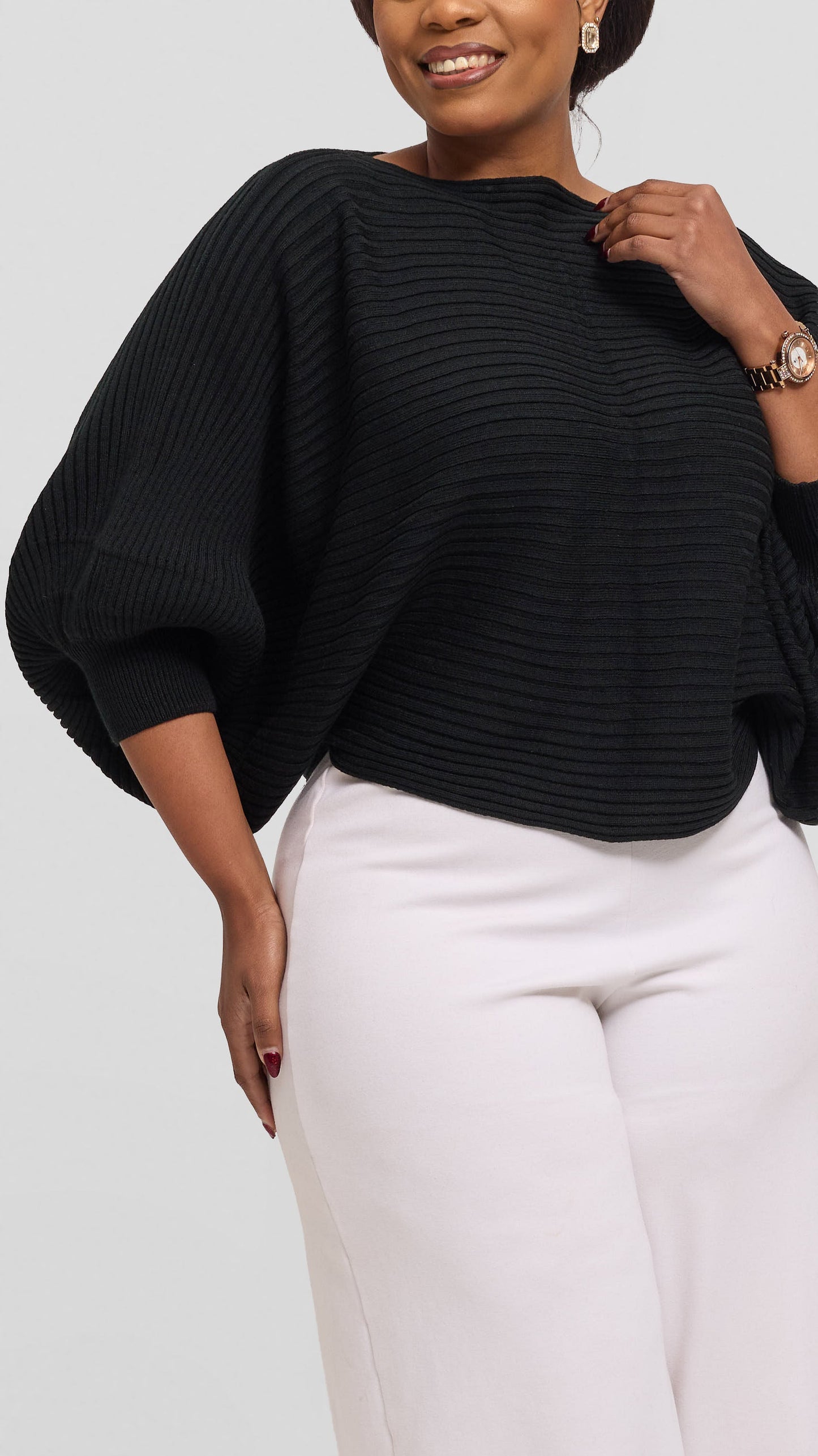 Vivo Balloon Sleeved Sweater - Black