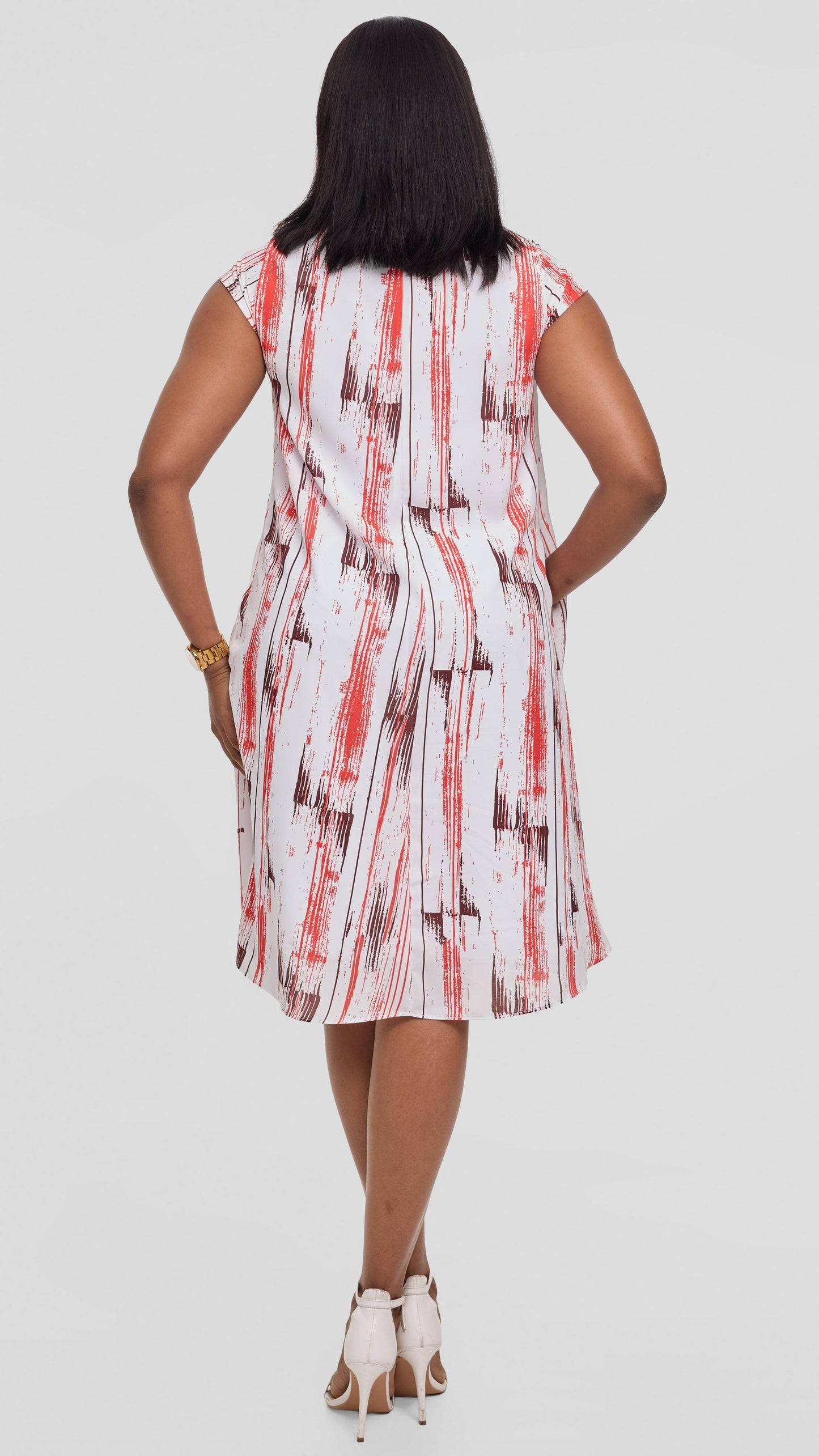 Vivo Sierra Cap Sleeve Tent Dress in Chiffon - White / Red Siolo Print