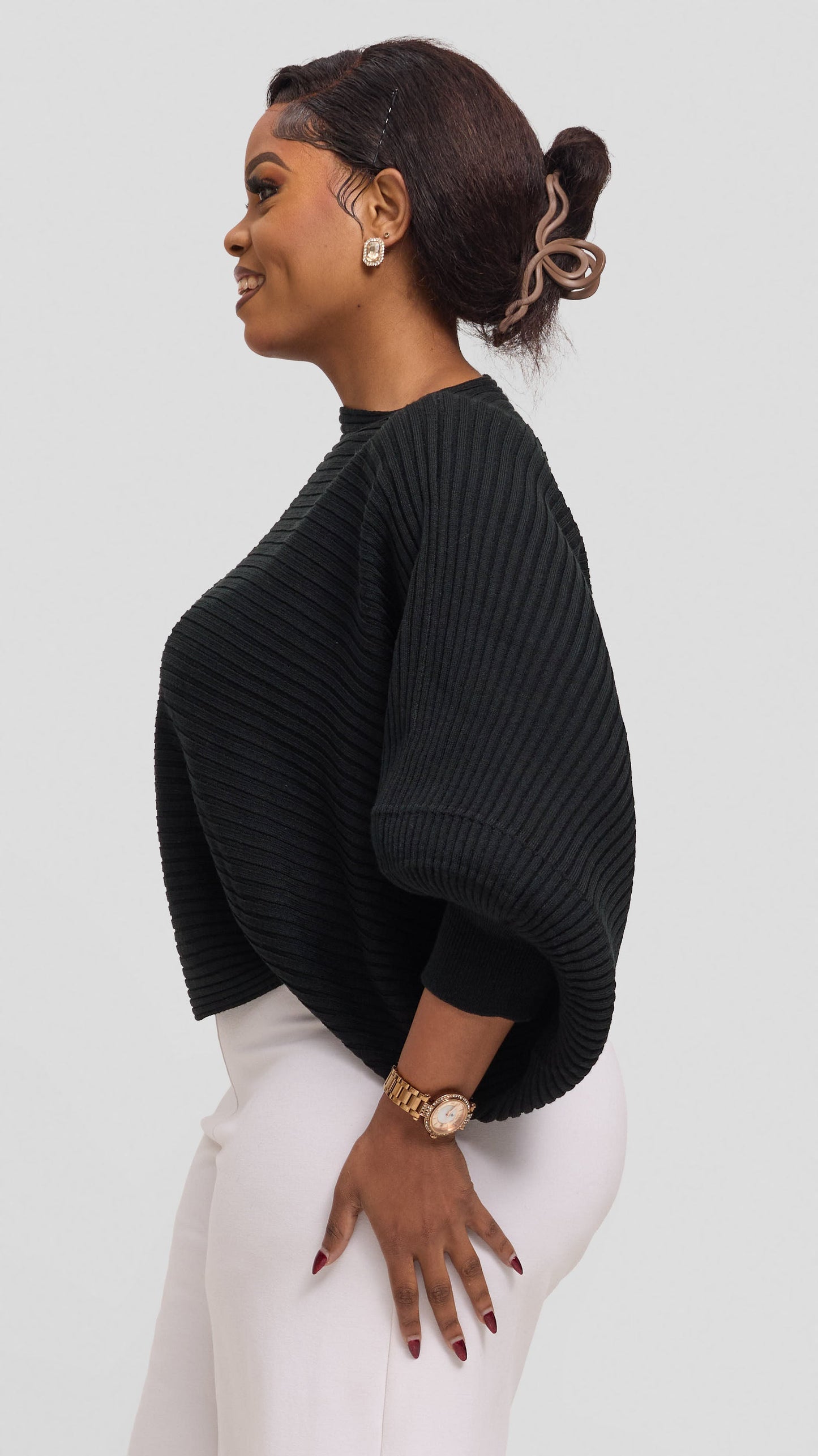 Vivo Balloon Sleeved Sweater - Black