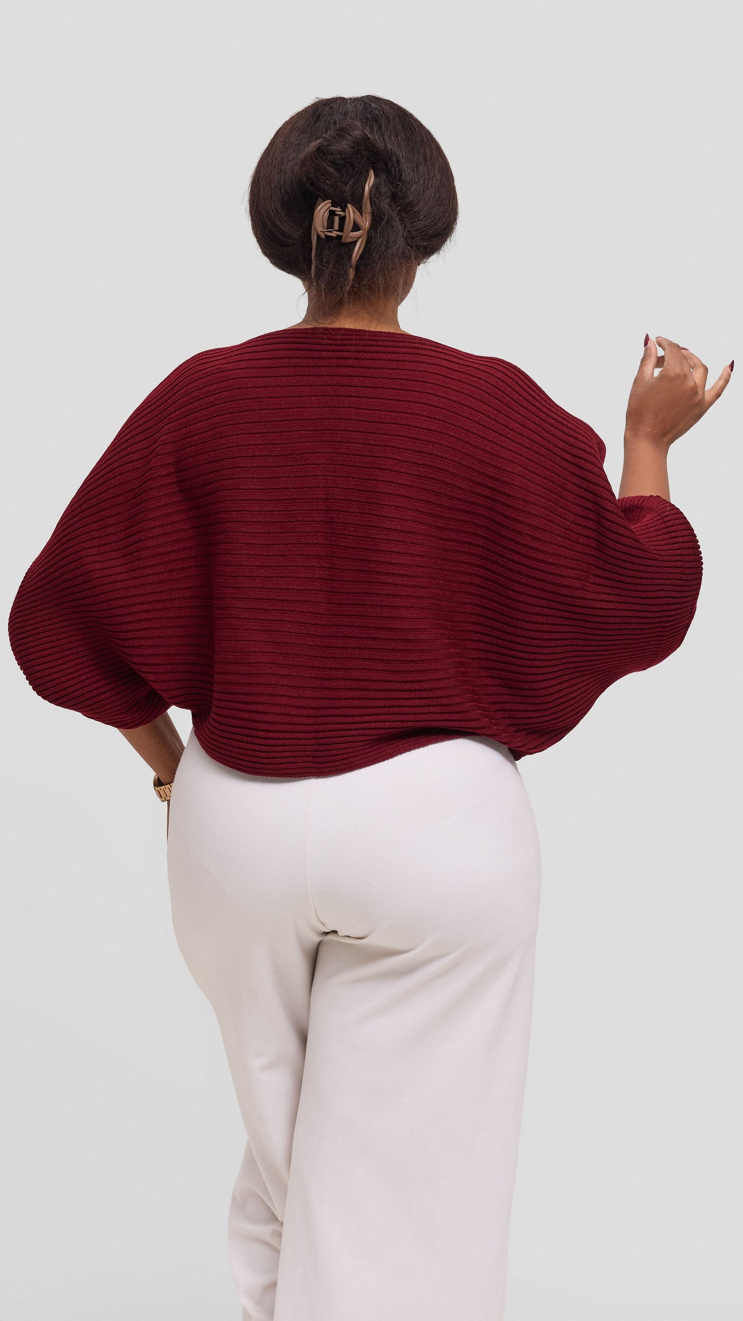Vivo Balloon Sleeved Sweater - Burgundy