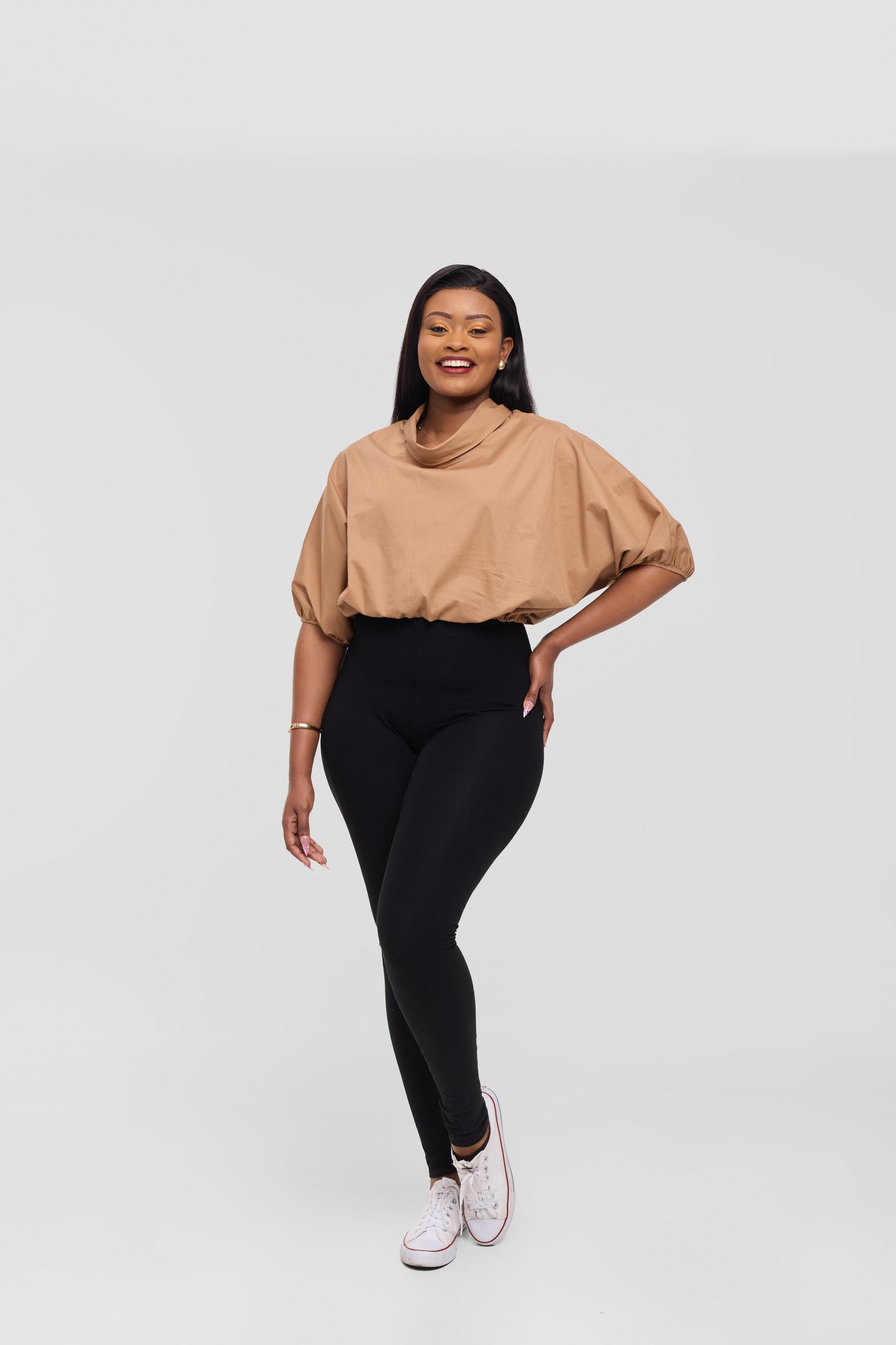 Safari by Vivo Njano Drawstring Top in Cotton - Tan