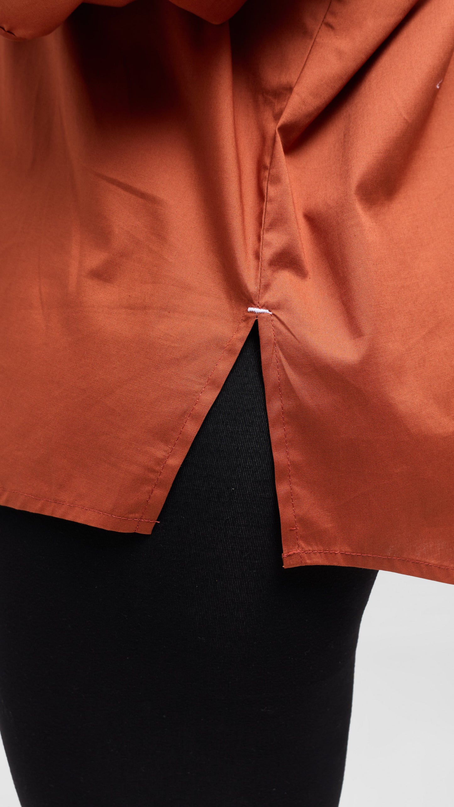 Vivo Back Pleat Loose Top in Cotton - Rust