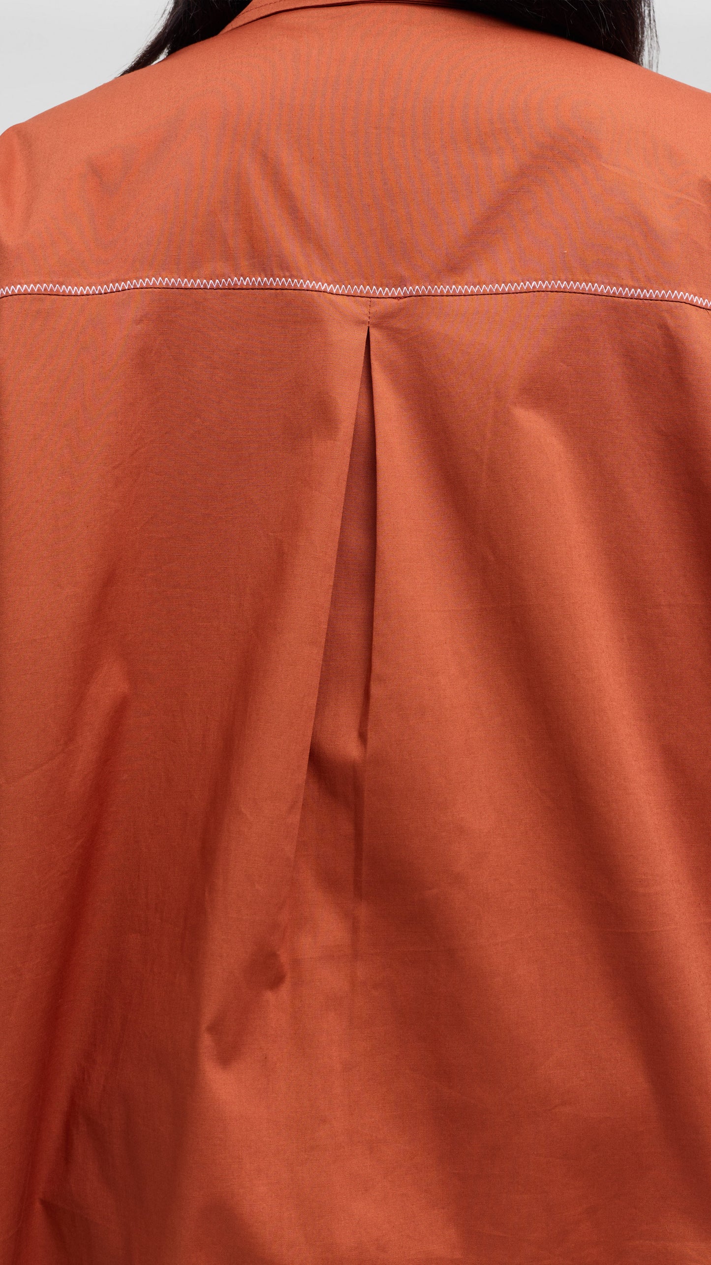 Vivo Back Pleat Loose Top in Cotton - Rust