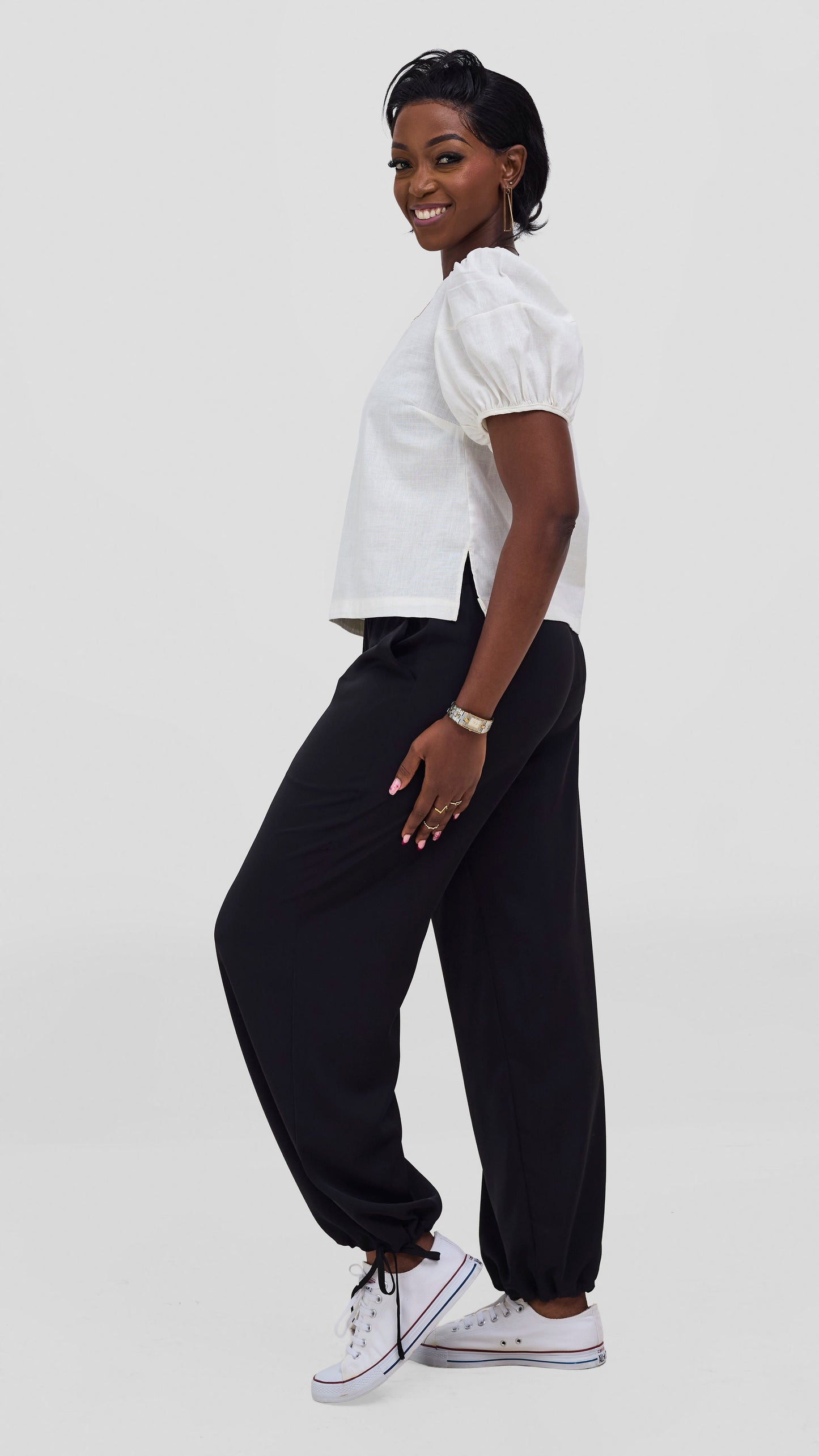 Vivo Lulu Bubble Sleeve Top - Off White