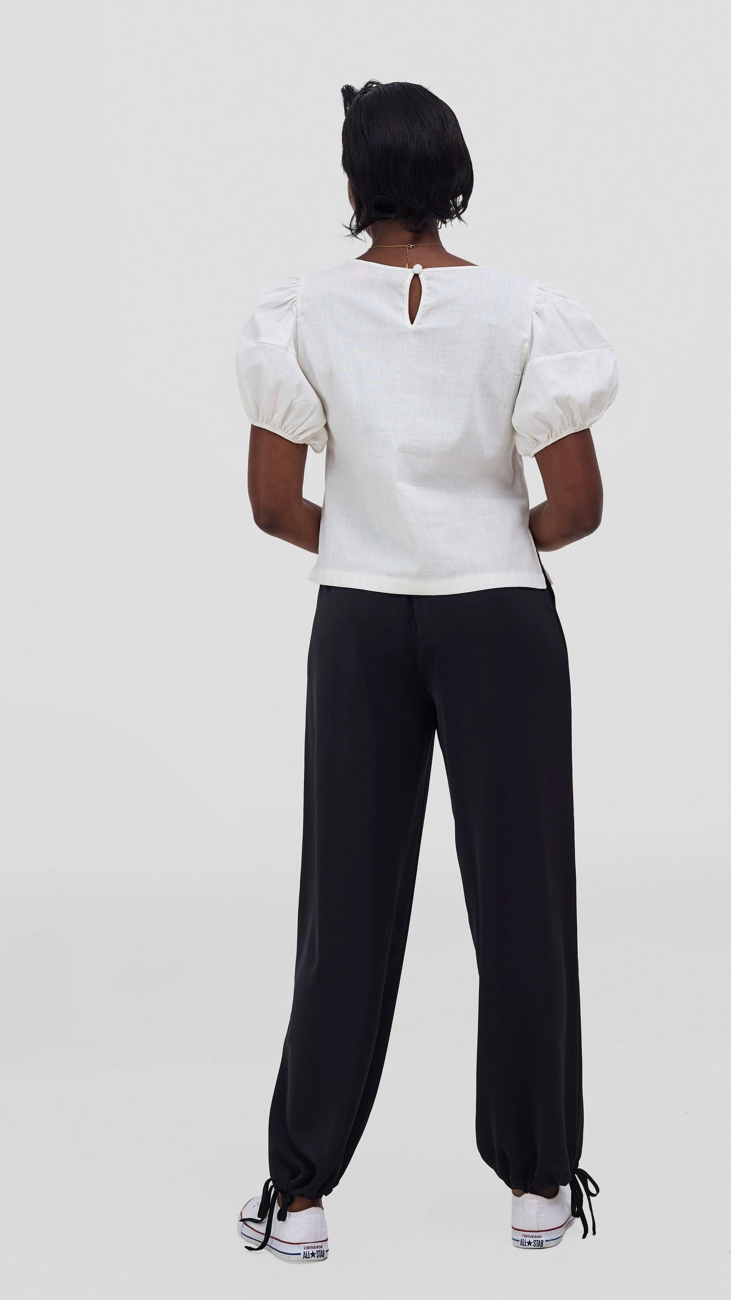 Vivo Lulu Bubble Sleeve Top - Off White