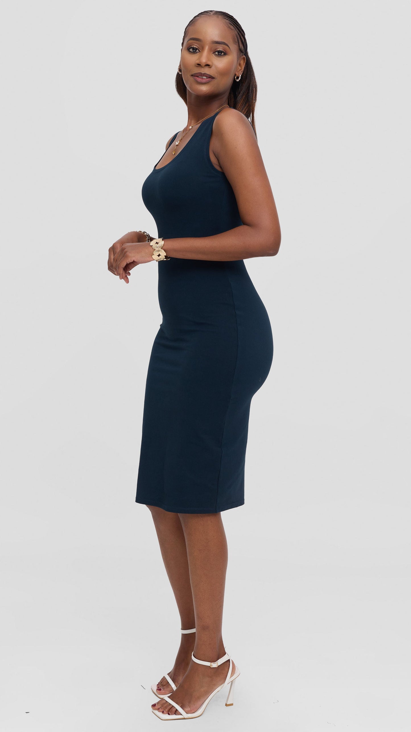 Vivo Basic Bodycon Dress in Stretch Reeyon - Dark Teal