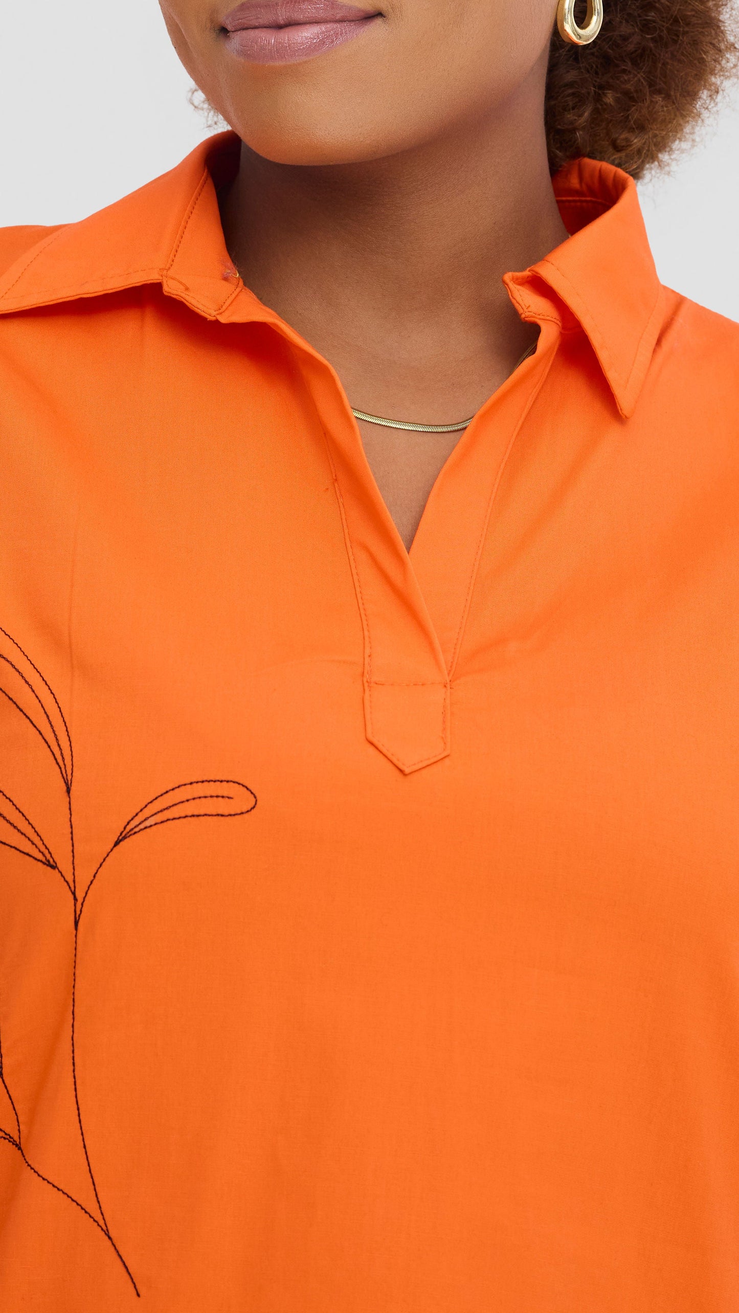 Safari by Vivo Mansi Wide Hem Embroidered Tent Dress -  Orange