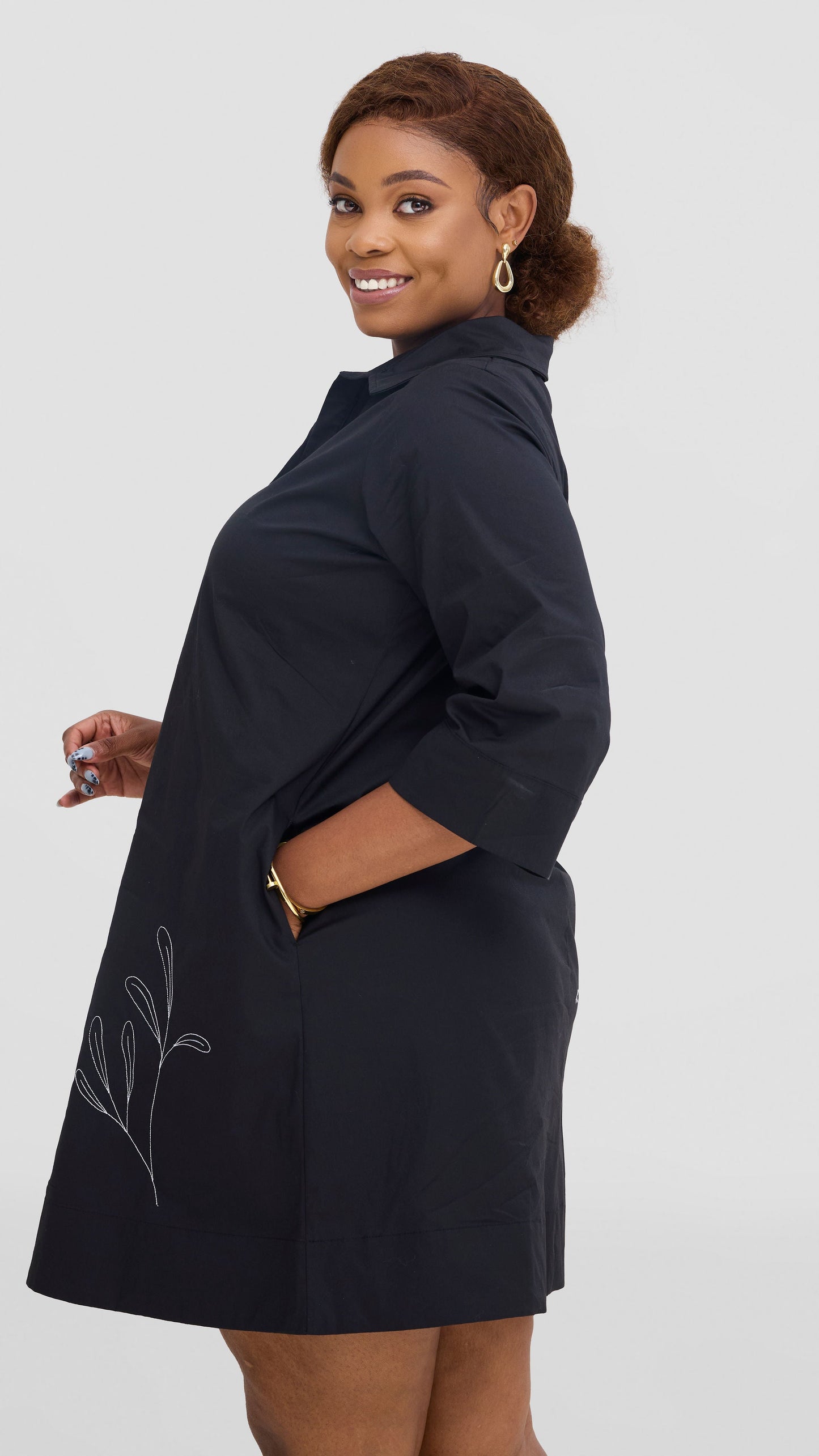 Safari by Vivo Mansi Wide Hem Embroidered Tent Dress -  Black