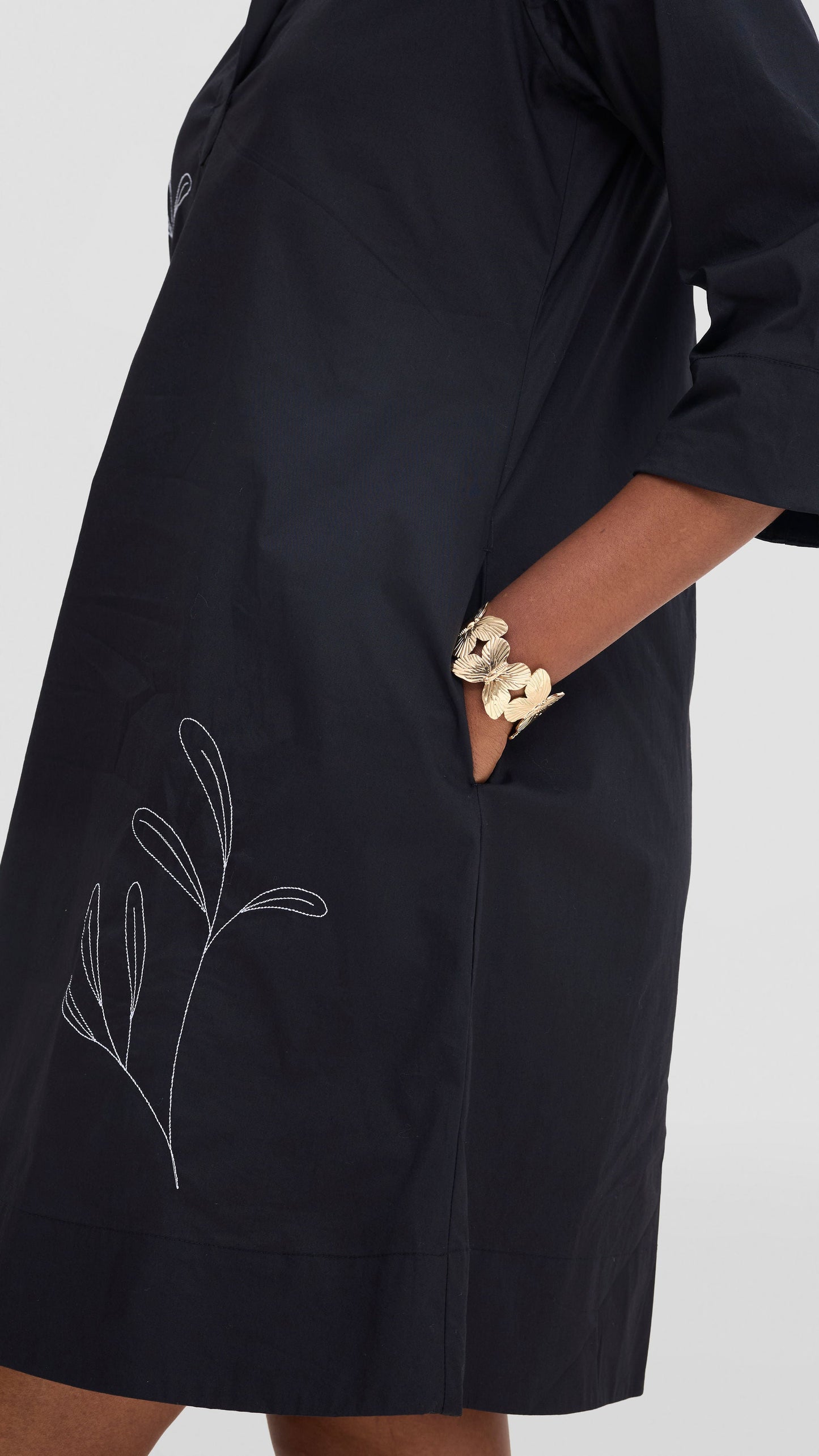 Safari by Vivo Mansi Wide Hem Embroidered Tent Dress -  Black