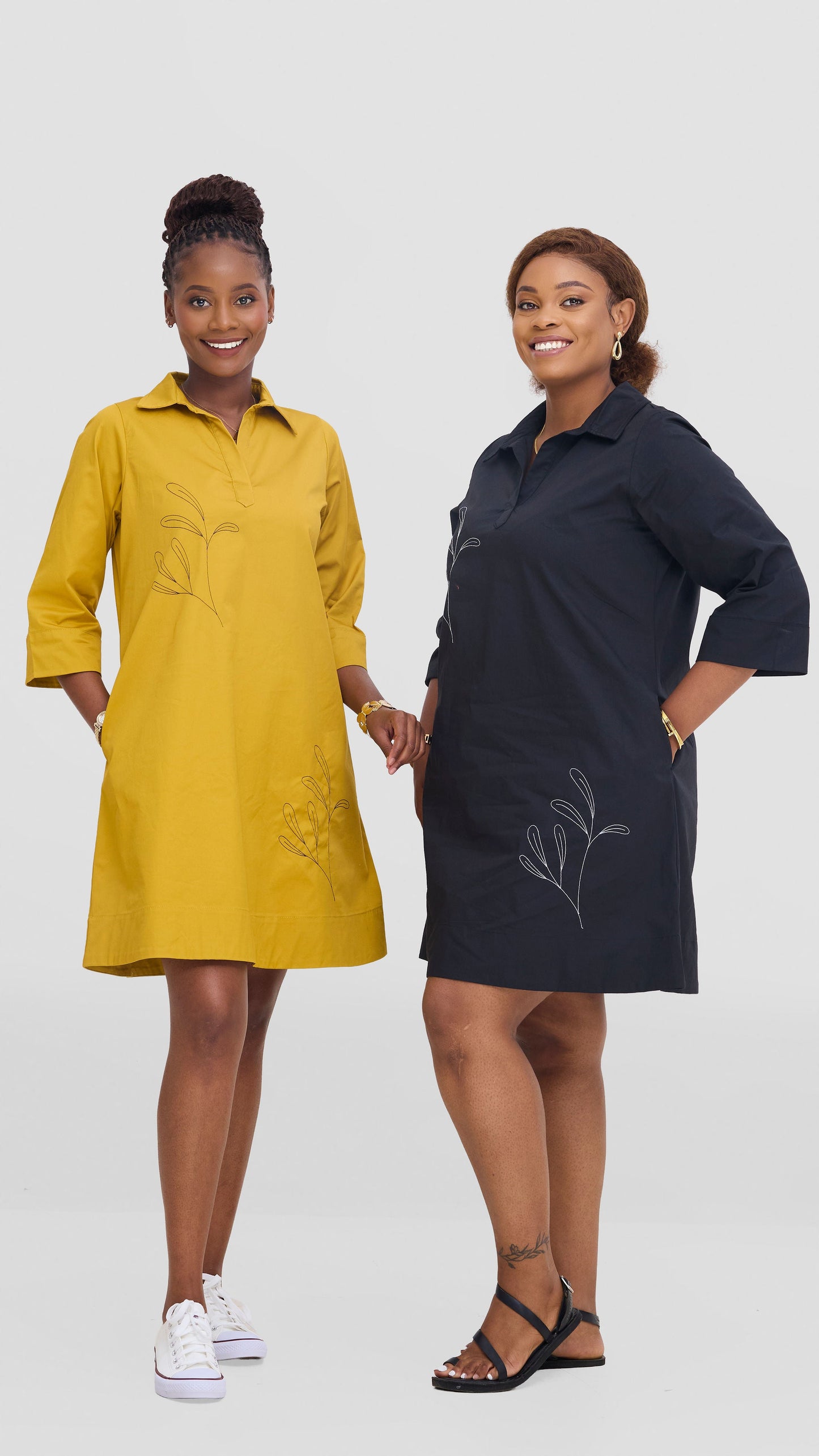 Safari by Vivo Mansi Wide Hem Embroidered Tent Dress -  Black