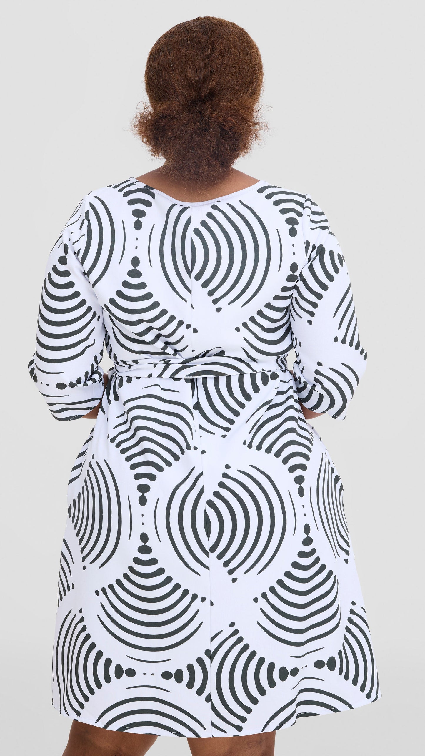 Vivo Laika 3/4 Sleeve Tent Dress In Crepe - White / Dark Green Laki Print