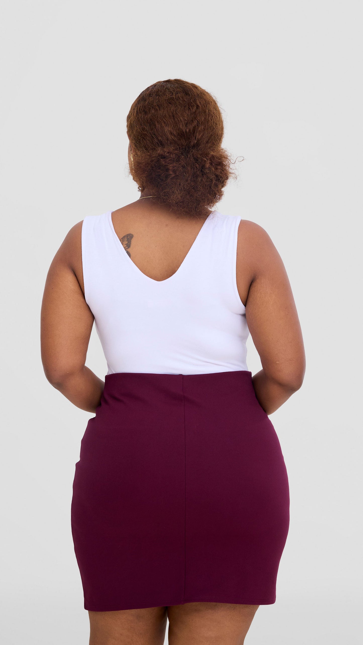 Vivo Studio Mini Pencil Skirt in Ponte - Burgundy
