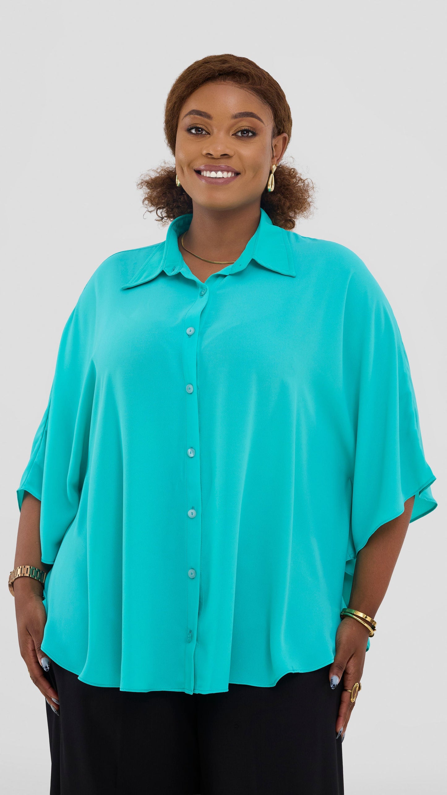 Vivo Iyana Cape Top In Chiffon - Sea Green