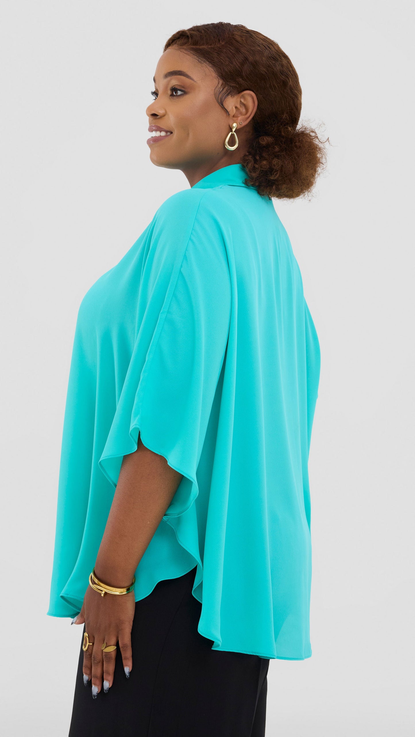 Vivo Iyana Cape Top In Chiffon - Sea Green
