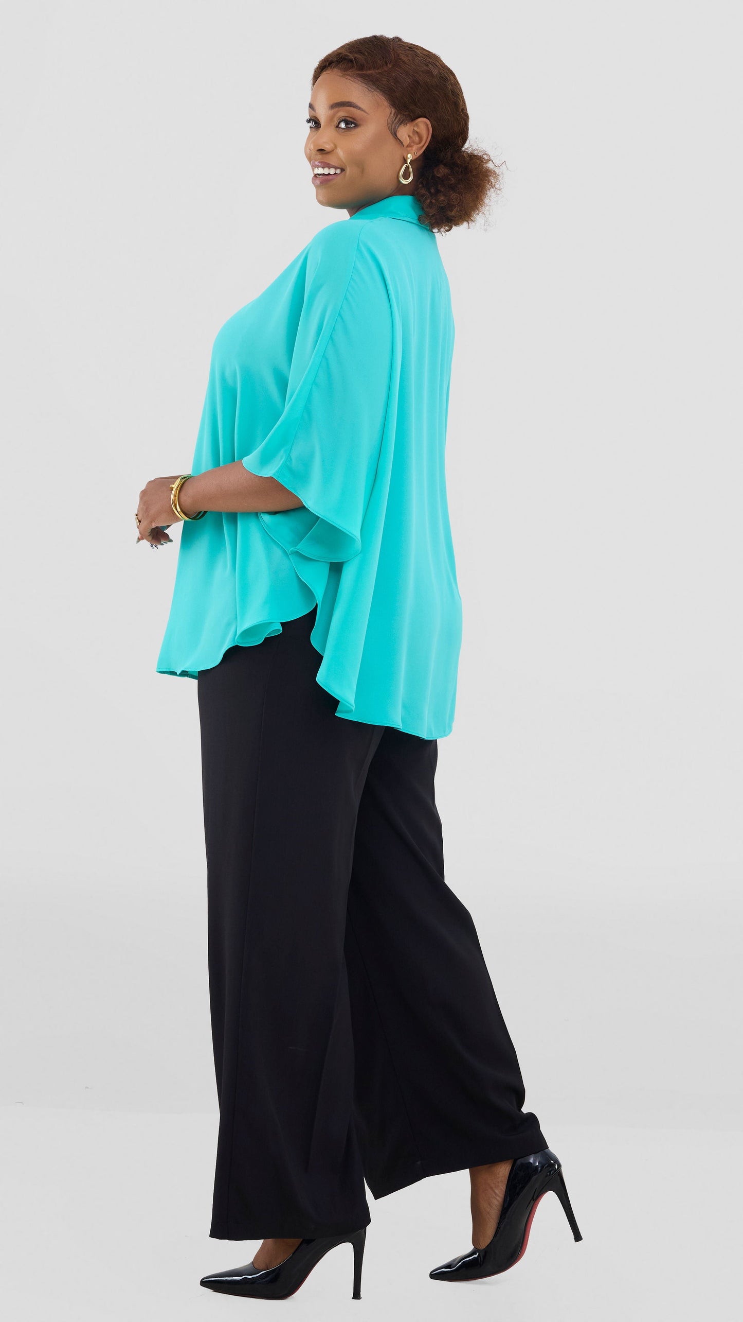Vivo Iyana Cape Top In Chiffon - Sea Green