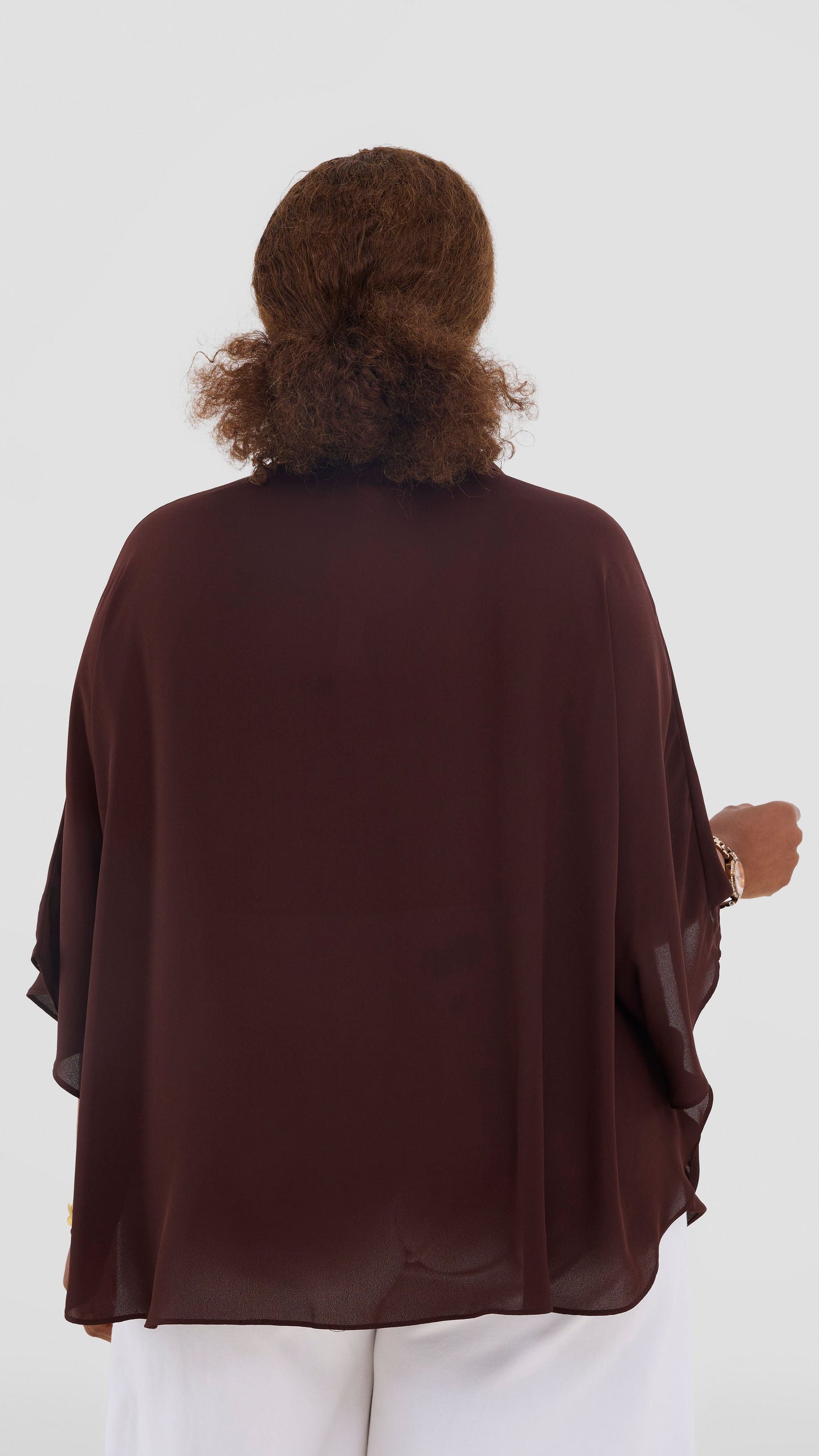 Vivo Iyana Cape Top In Chiffon - Chocolate