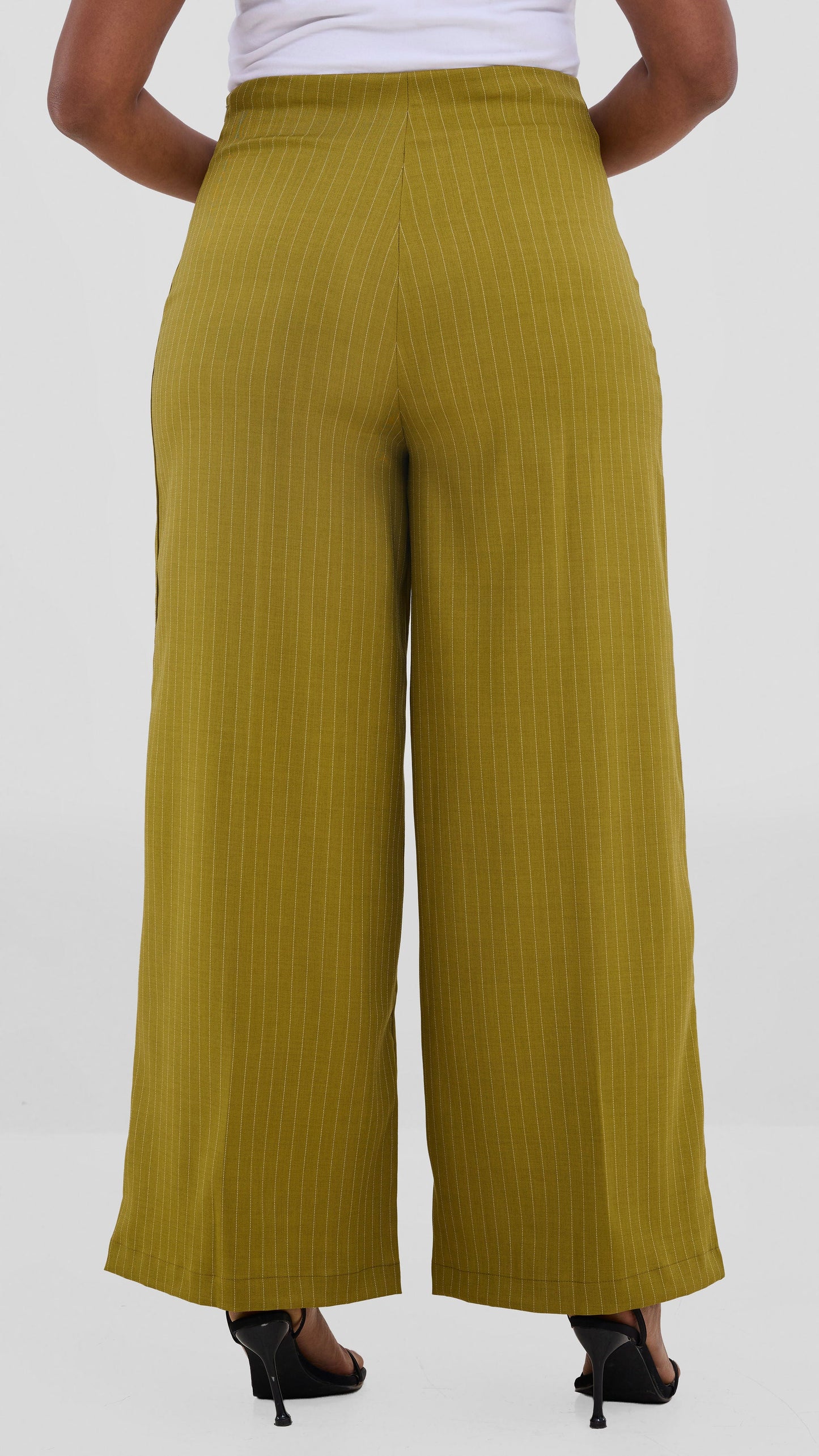 Vivo Studio Striped Pants In Crepe - Olive Striped Print