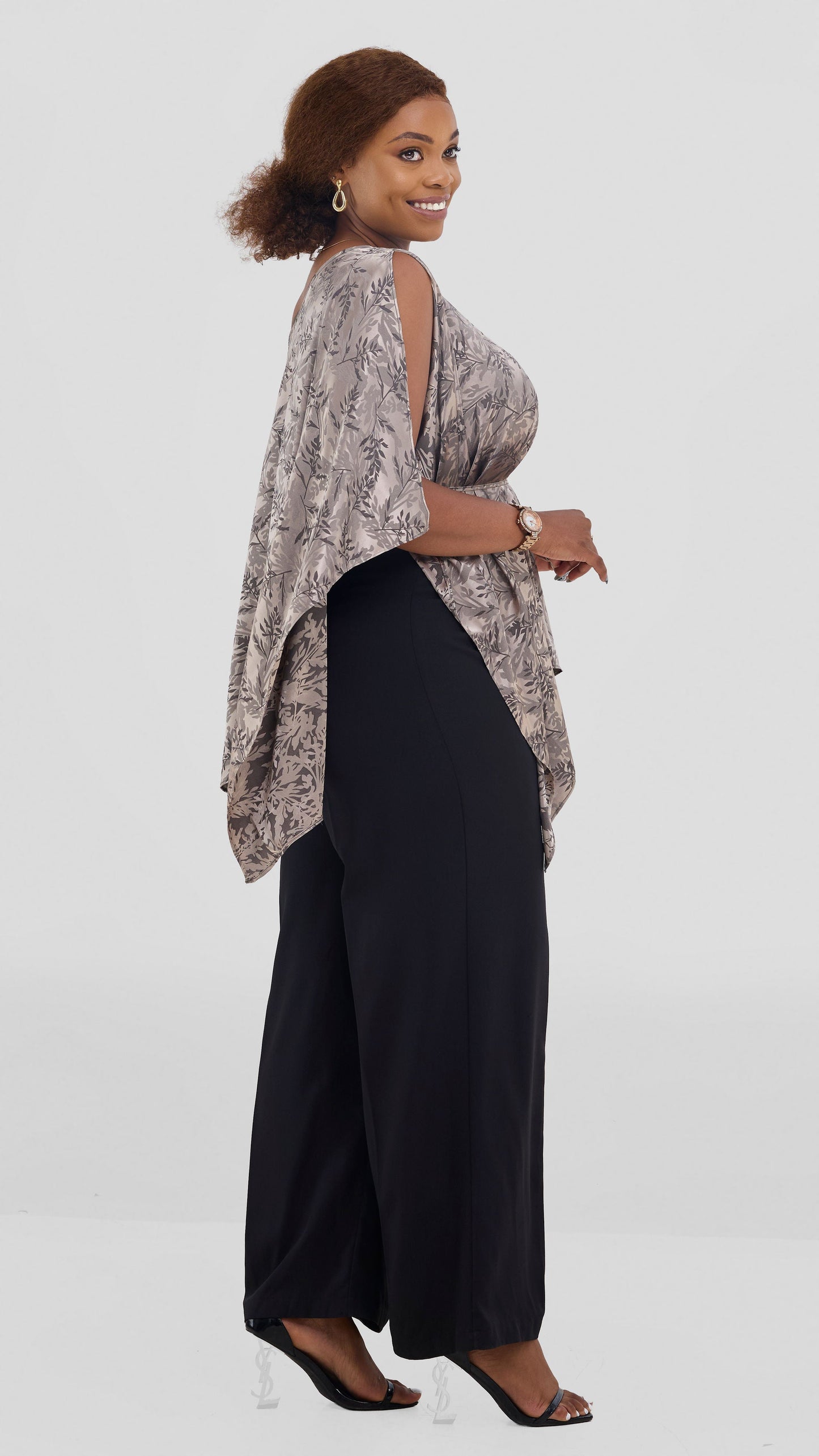 Vivo Multiway Short Kimono in Satin - Hunters Textured Print