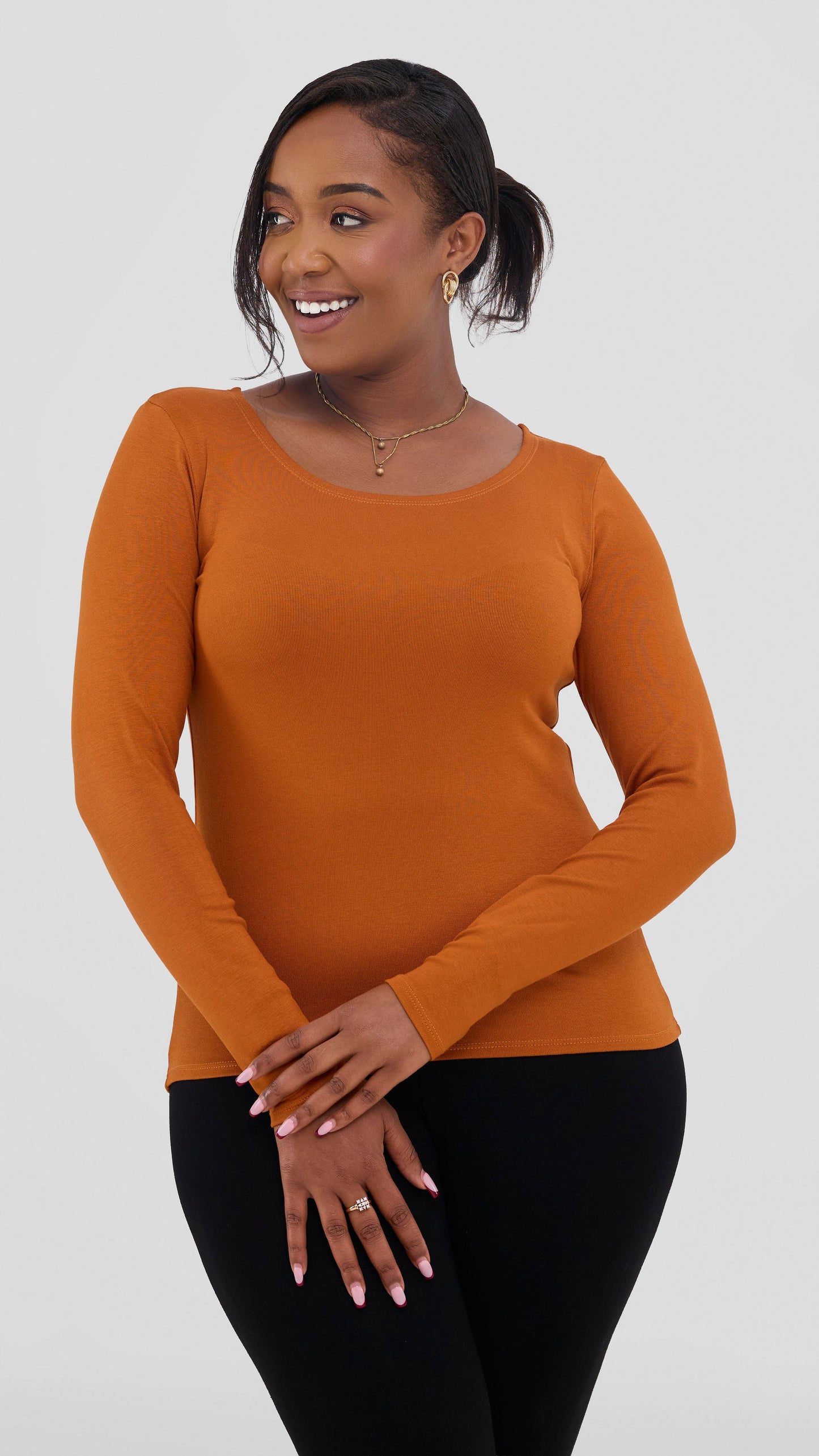 Vivo Everyday Long Sleeve Top In Jersey - Rust