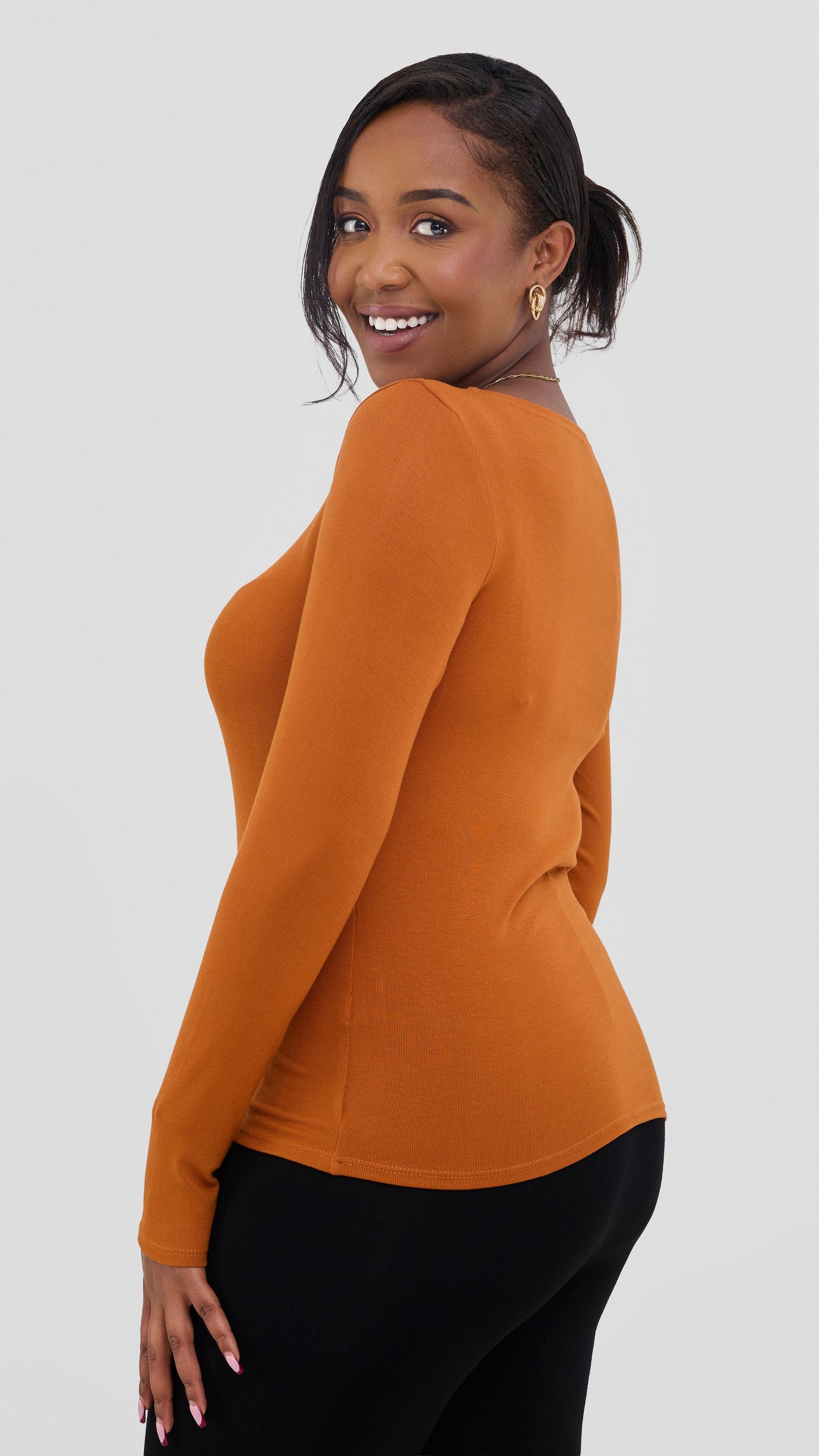 Vivo Everyday Long Sleeve Top In Jersey - Rust