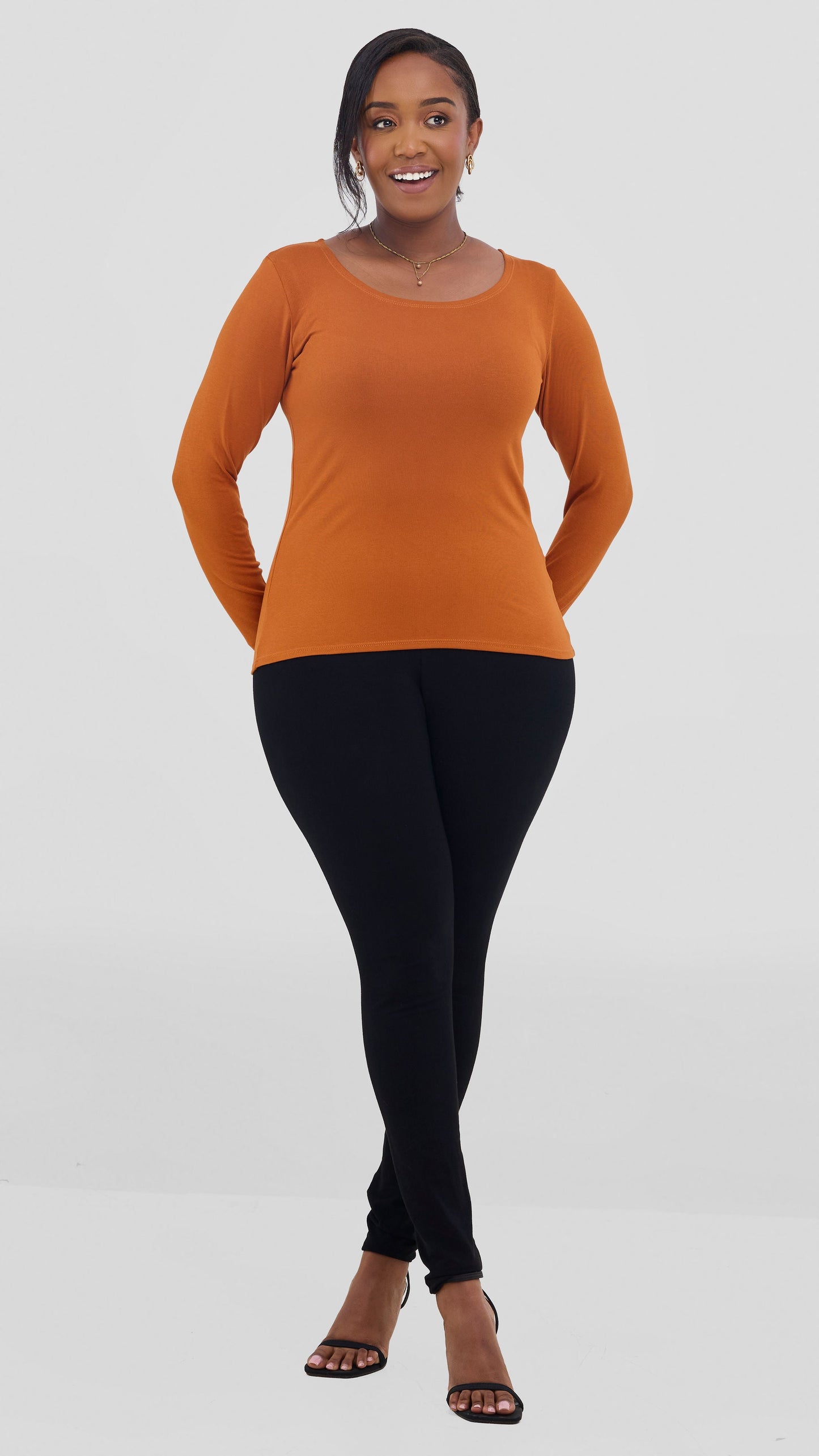 Vivo Everyday Long Sleeve Top In Jersey - Rust