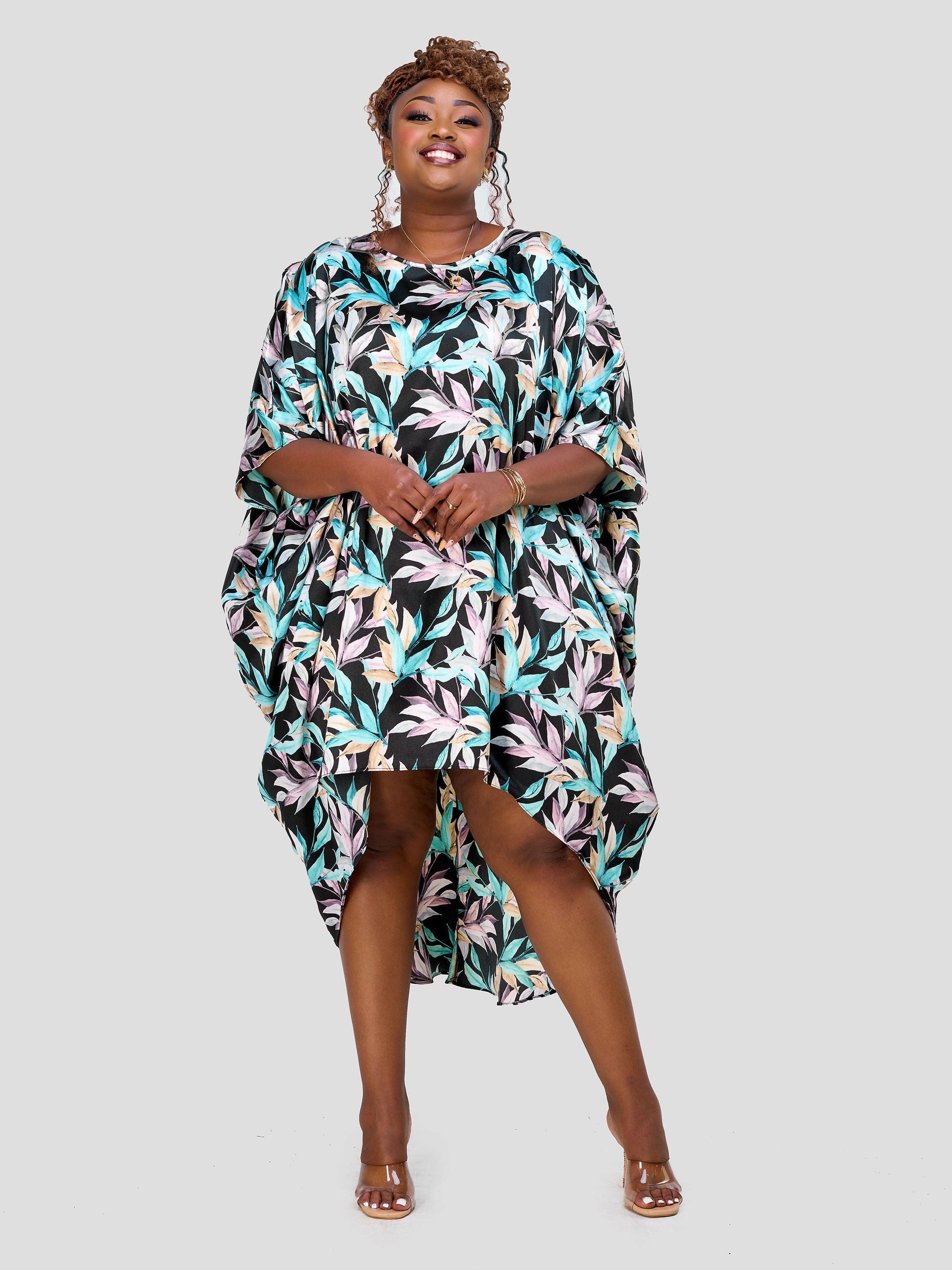 Vivo Nimali High Low Satin Dress - Flora