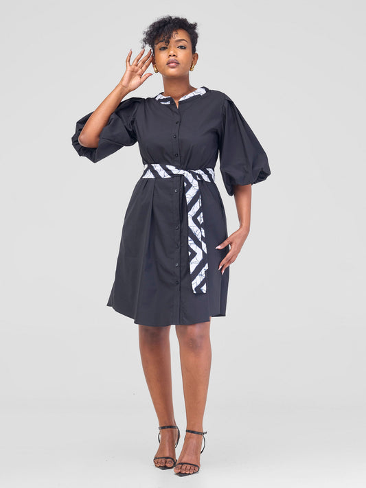 Safari Mali Bishop Sleeve Tent Dress - Black