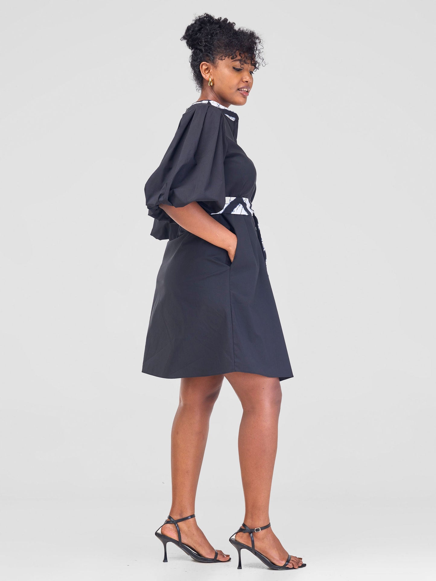 Safari Mali Bishop Sleeve Tent Dress - Black