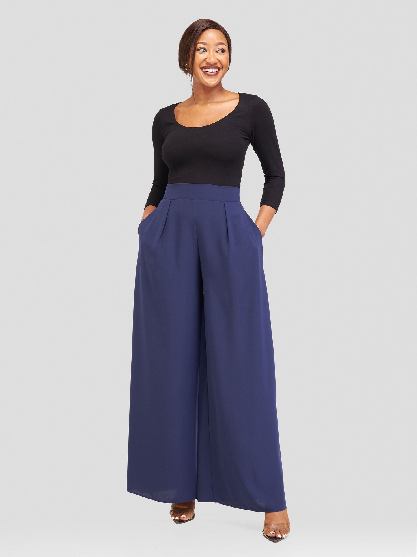 Vivo Basic Crepe Pants - Navy Blue