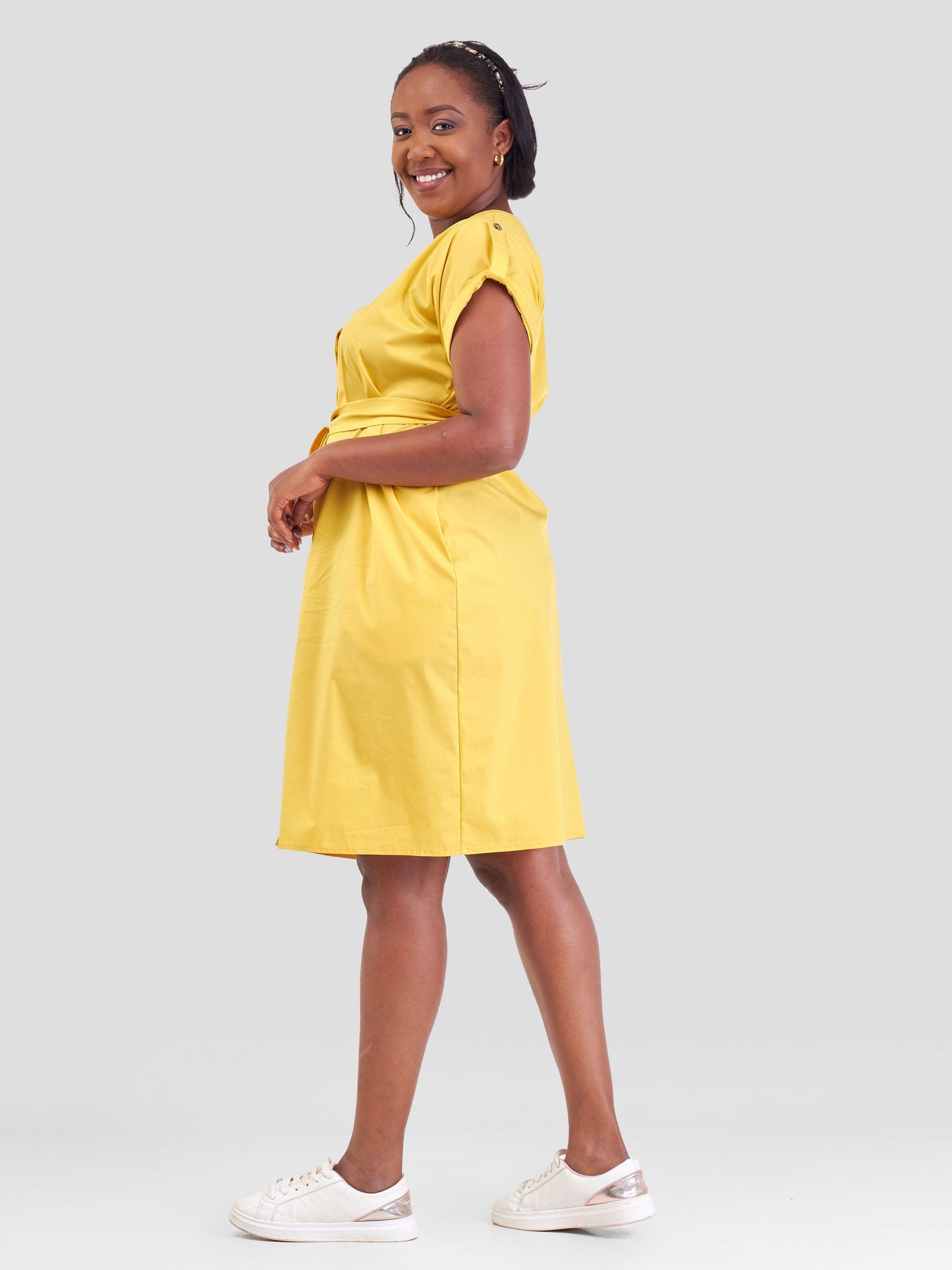 Safari Zene Drop Shoulder Above Knee Dress - Mustard