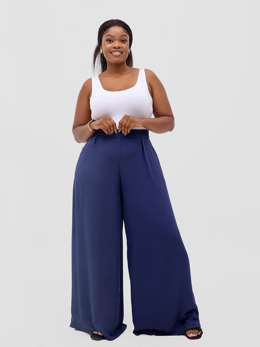 Vivo Meli Chiffon Pants - Navy Blue