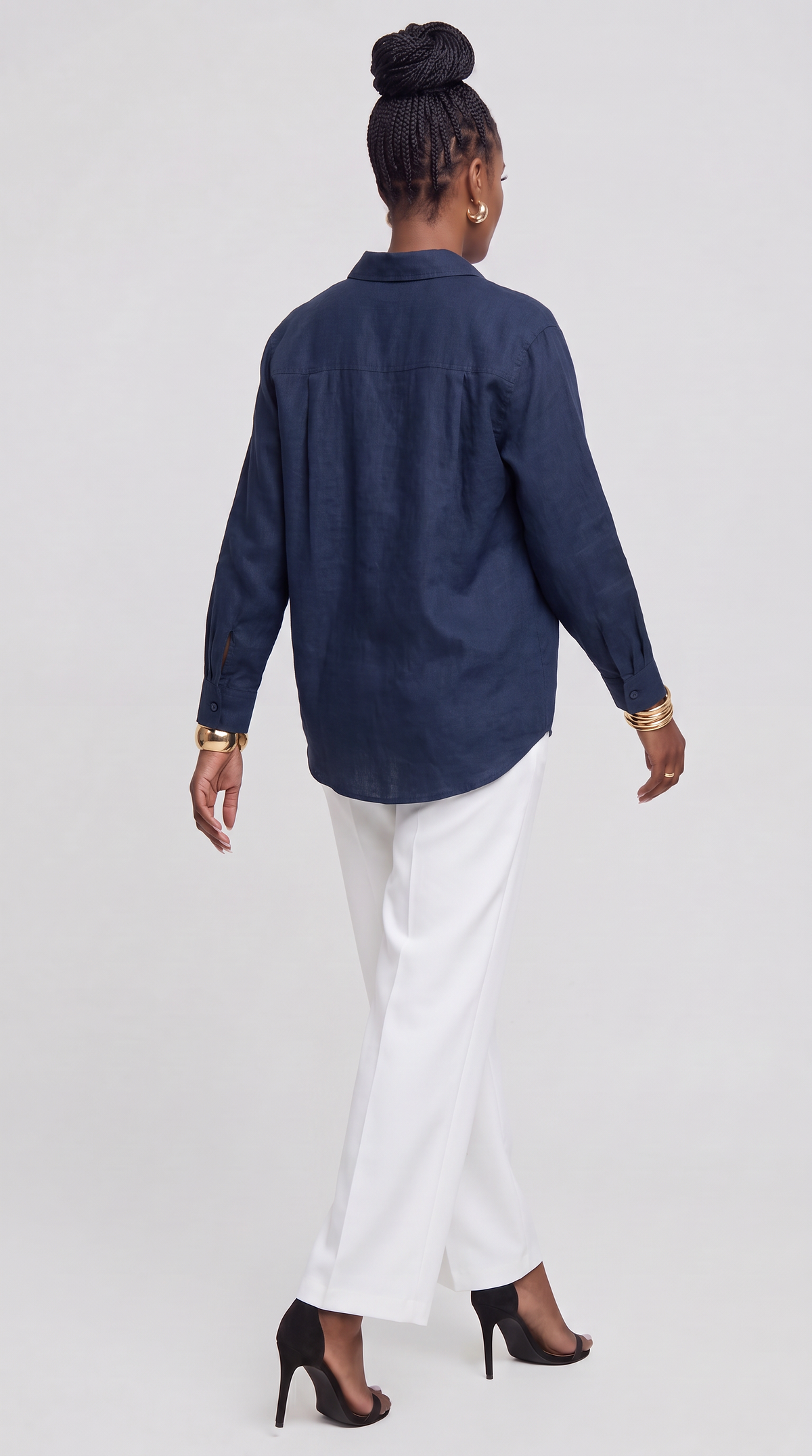 Safari by Vivo Oversized Shirt in Linen Blend - Navy Blue