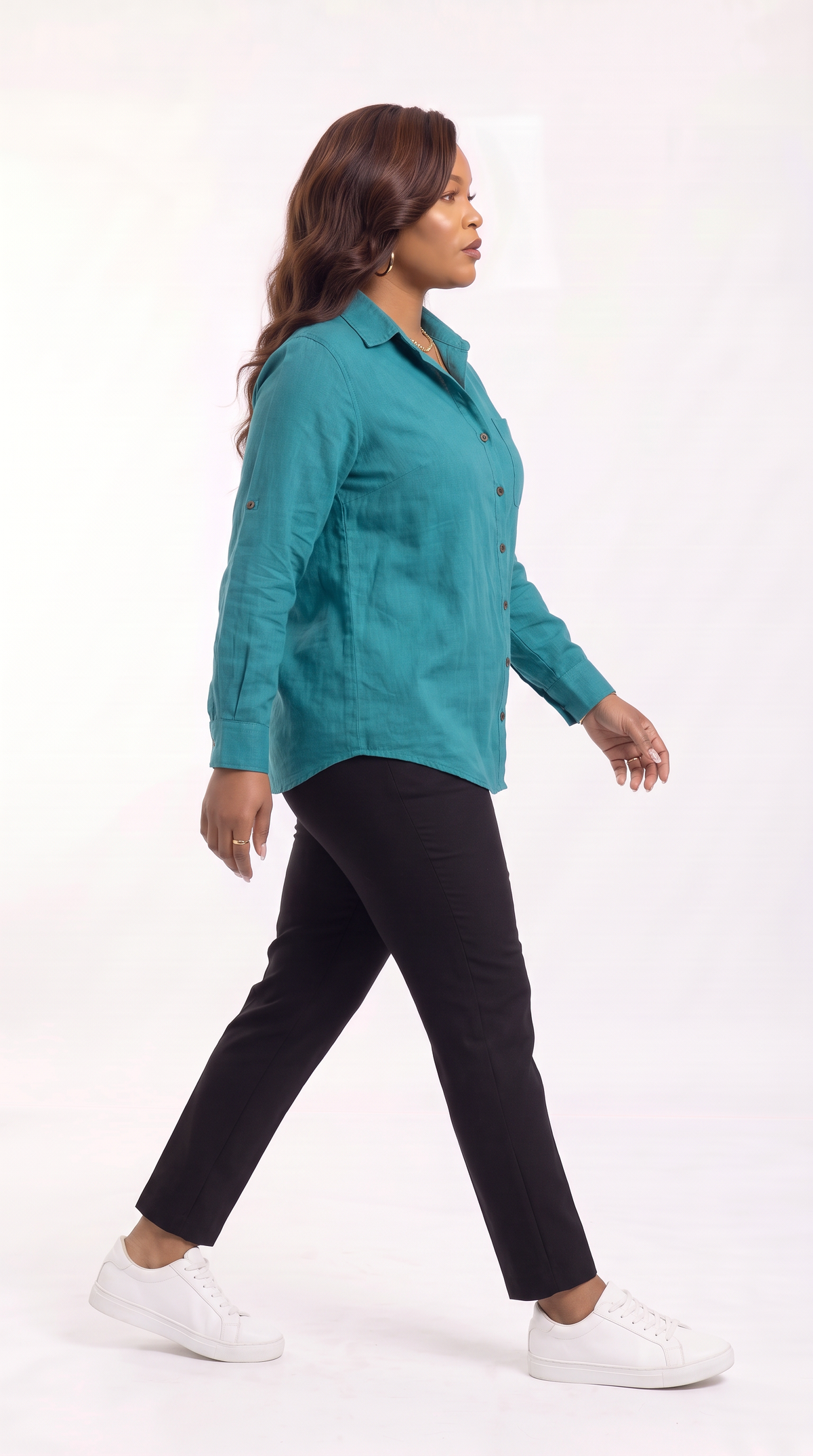 Safari by Vivo Oversized Shirt in Linen Blend - Sea Green