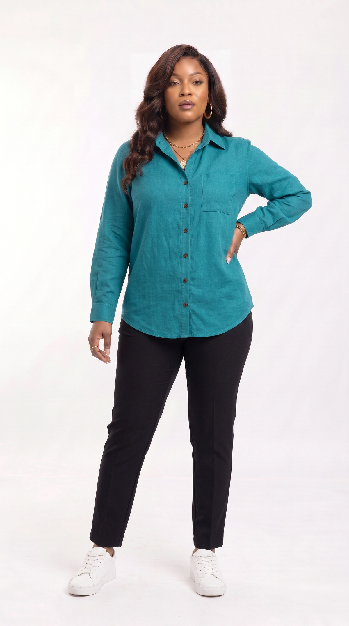 Safari by Vivo Oversized Shirt in Linen Blend - Sea Green