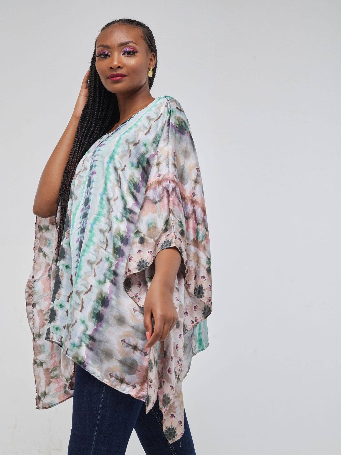 Safari Ayana Wide Top - Green Tie & Dye Print