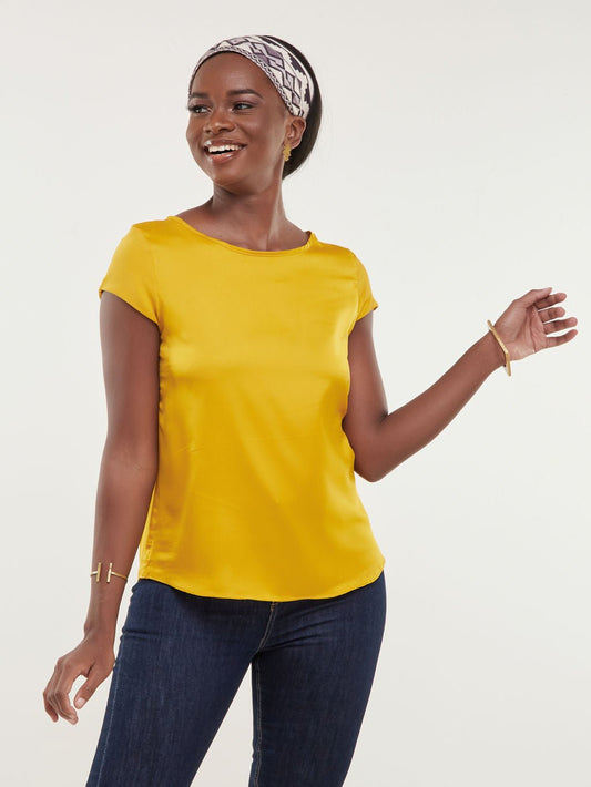 Safari Basic Cap Sleeve Top - Mustard