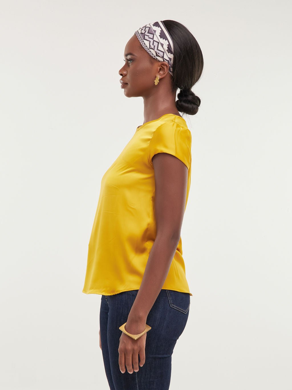 Safari Basic Cap Sleeve Top - Mustard