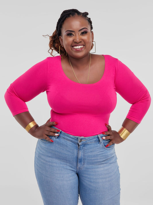 Vivo Basic 3/4 Sleeved Bodysuit - Pink