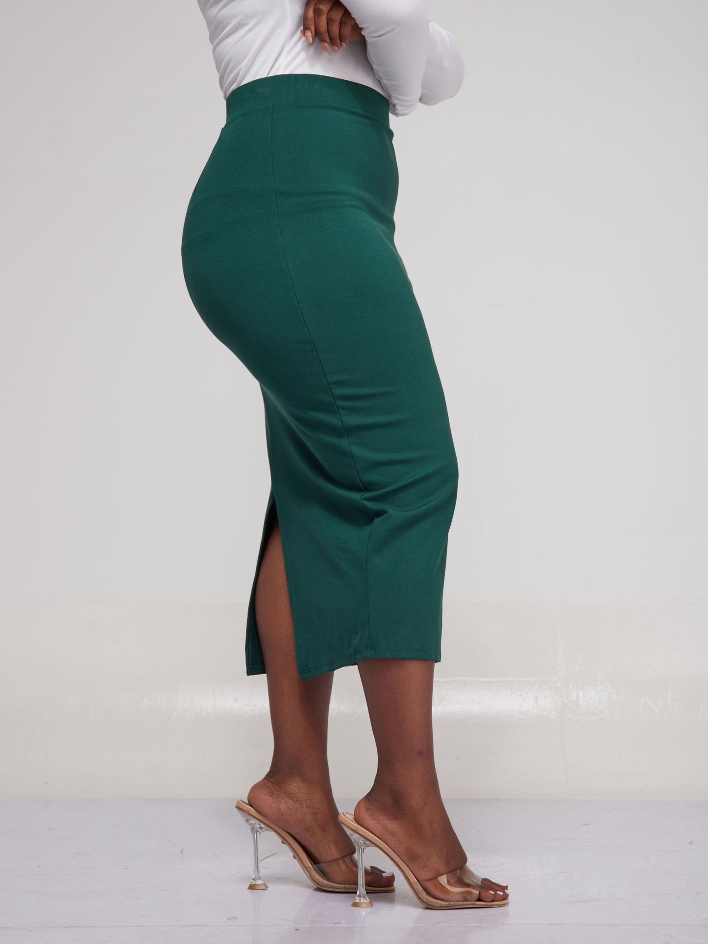 Vivo Basic Midi Pencil Skirt - Dark Green