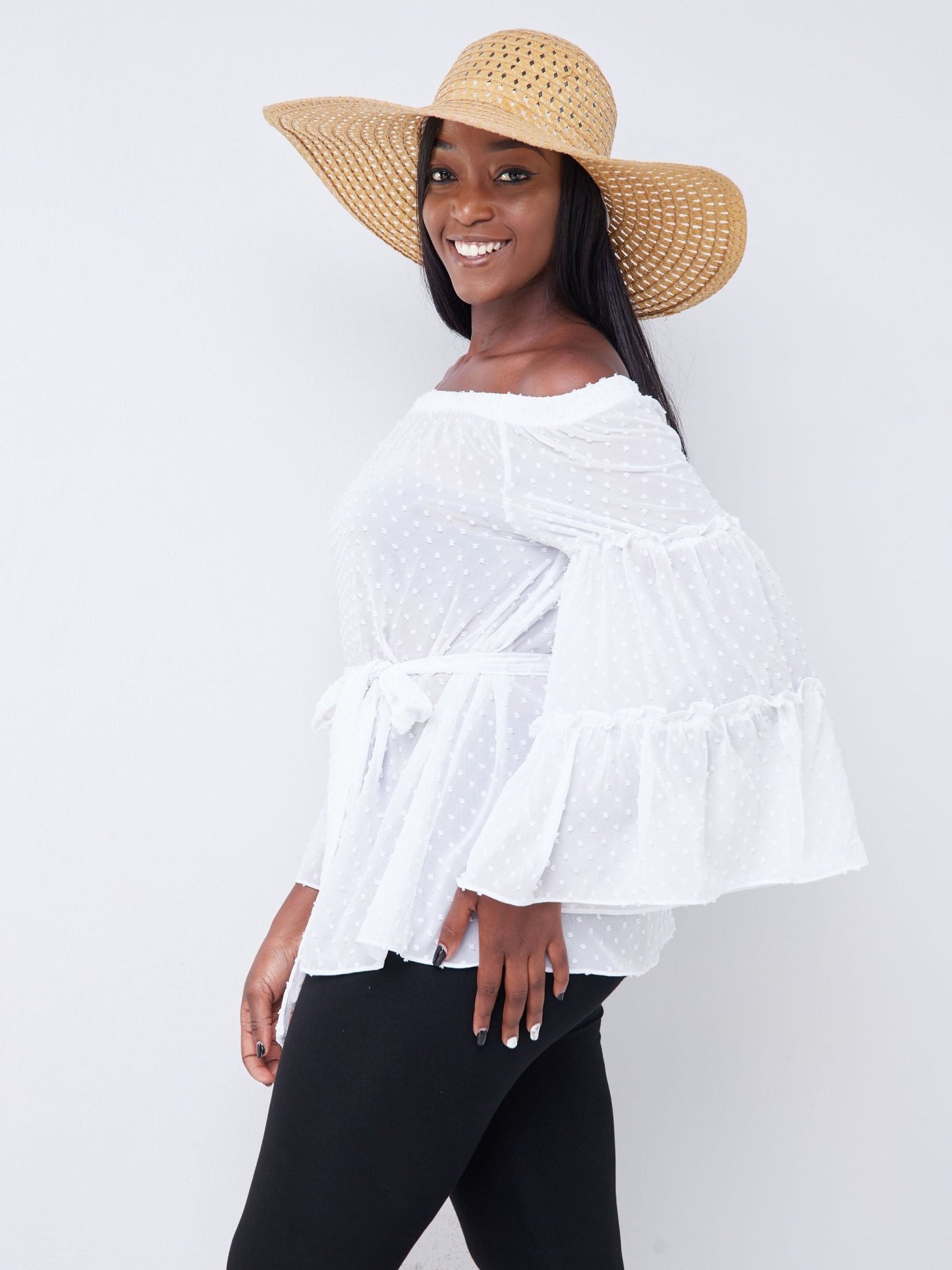 Vivo Malindi Off Shoulder Chiffon Top - White