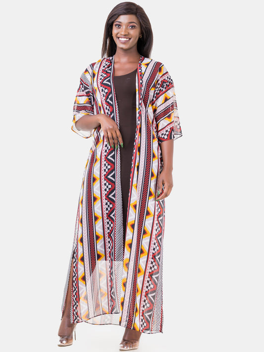 Vivo Basic Nandi A-Line Kimono - Red Print