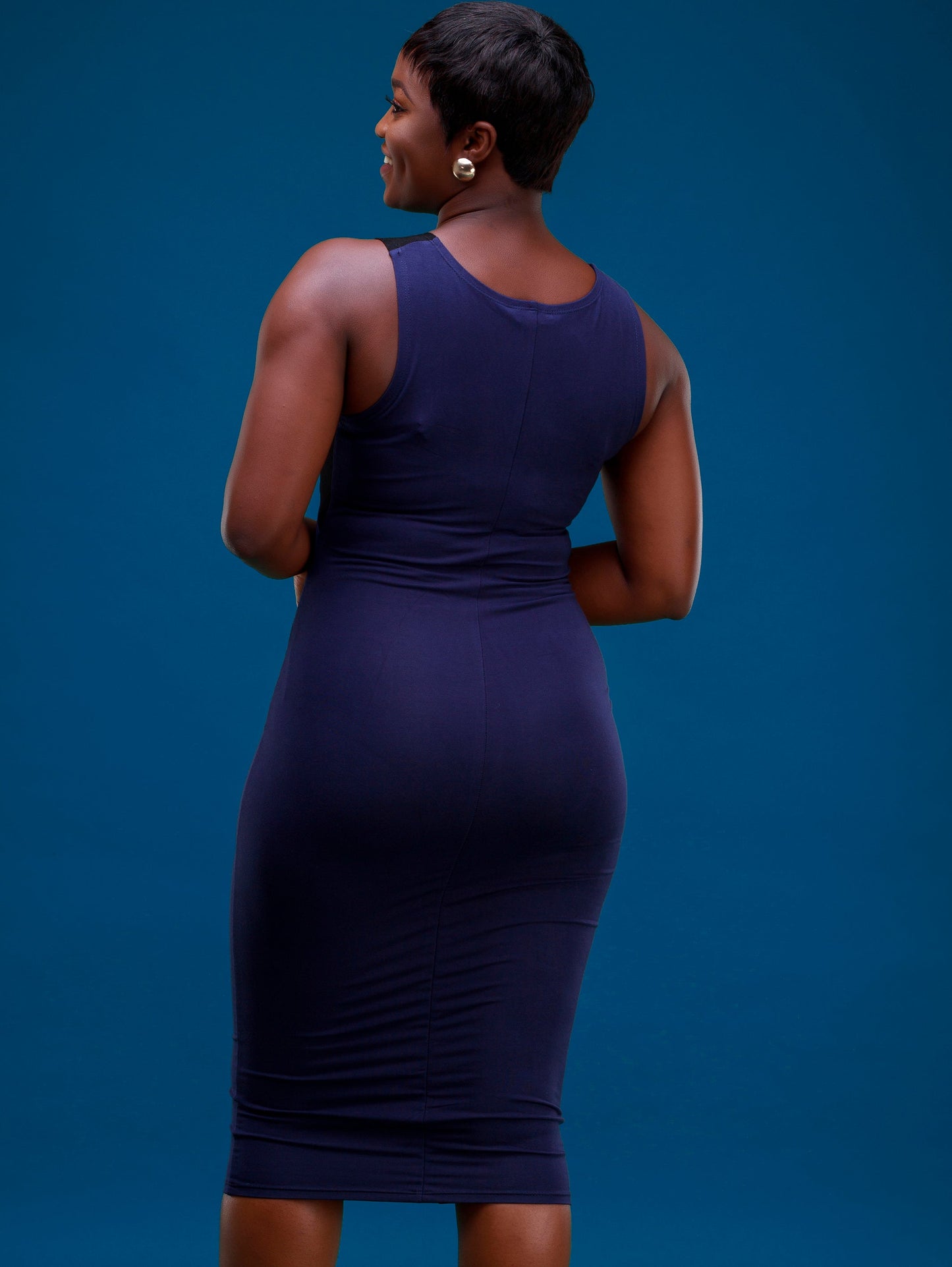 Vivo Zuri V- Neck Bodycon - Navy Blue / Black