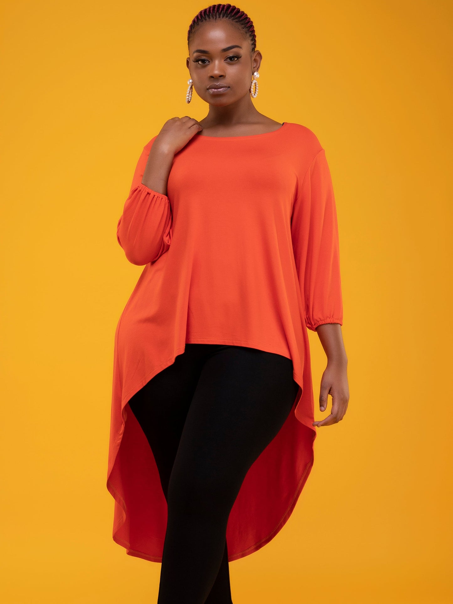 Vivo Basic Nalia High Low Jersey Top - Orange