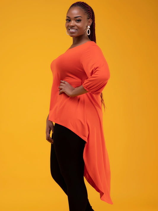 Vivo Basic Nalia High Low Jersey Top - Orange