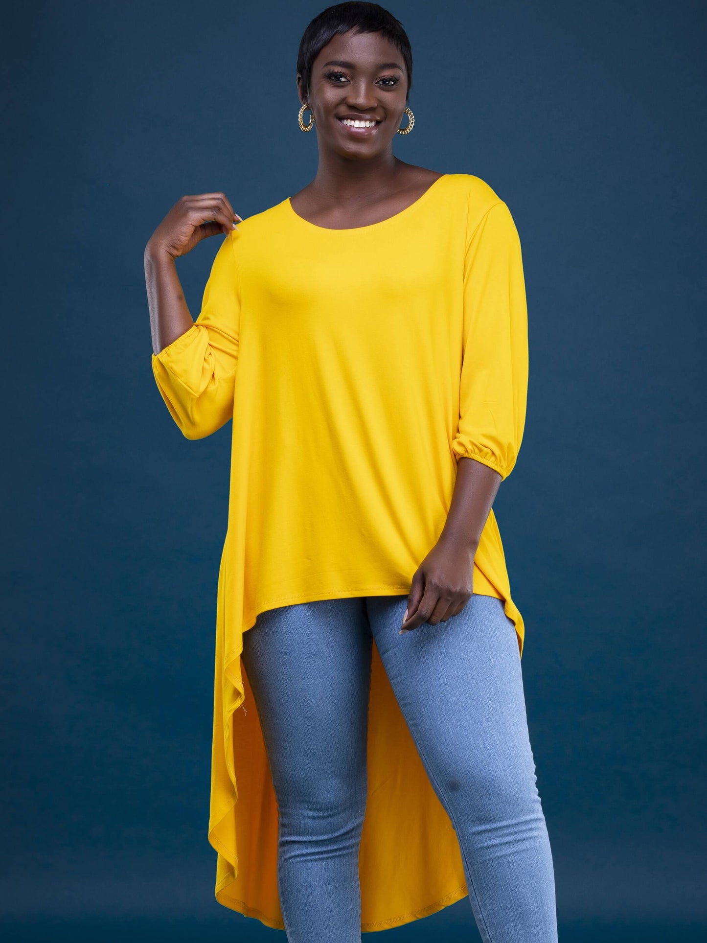 Vivo Basic Nalia High Low Jersey Top - Yellow