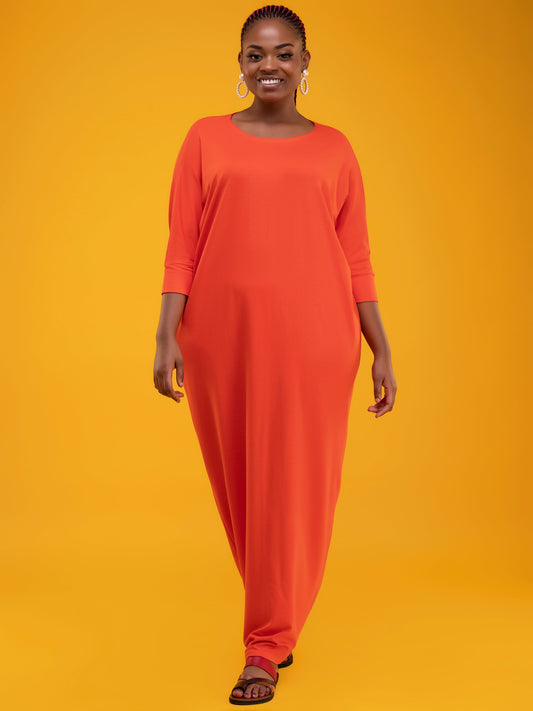 Vivo Basic Dolman Maxi Dress - Orange