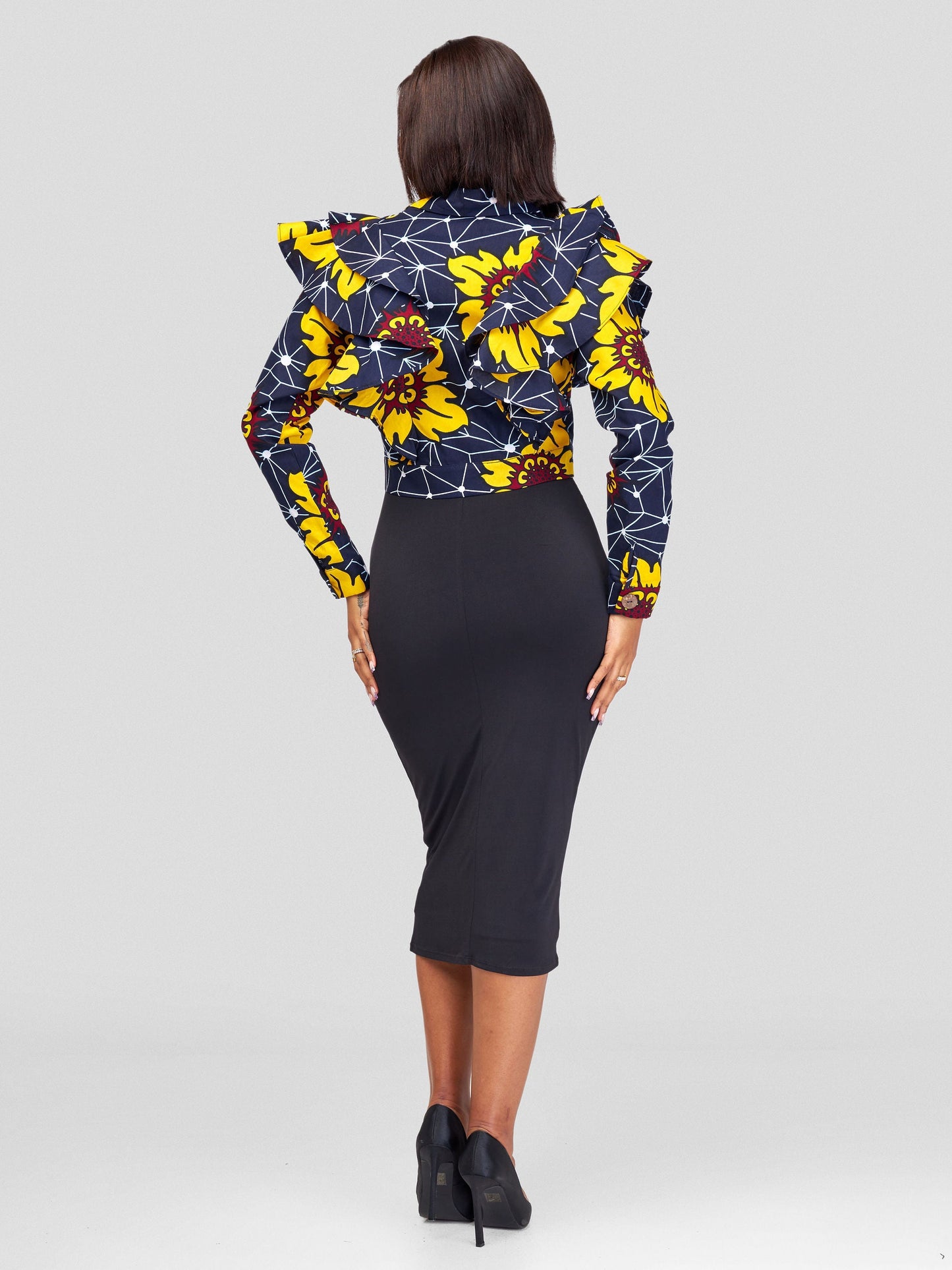 Vivo Naya Long Sleeve Ruffle Short Jacket - Alizeti